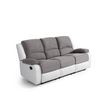 Canapé relax manuel bi- matière tissu gris  +pu Blanc HELENE