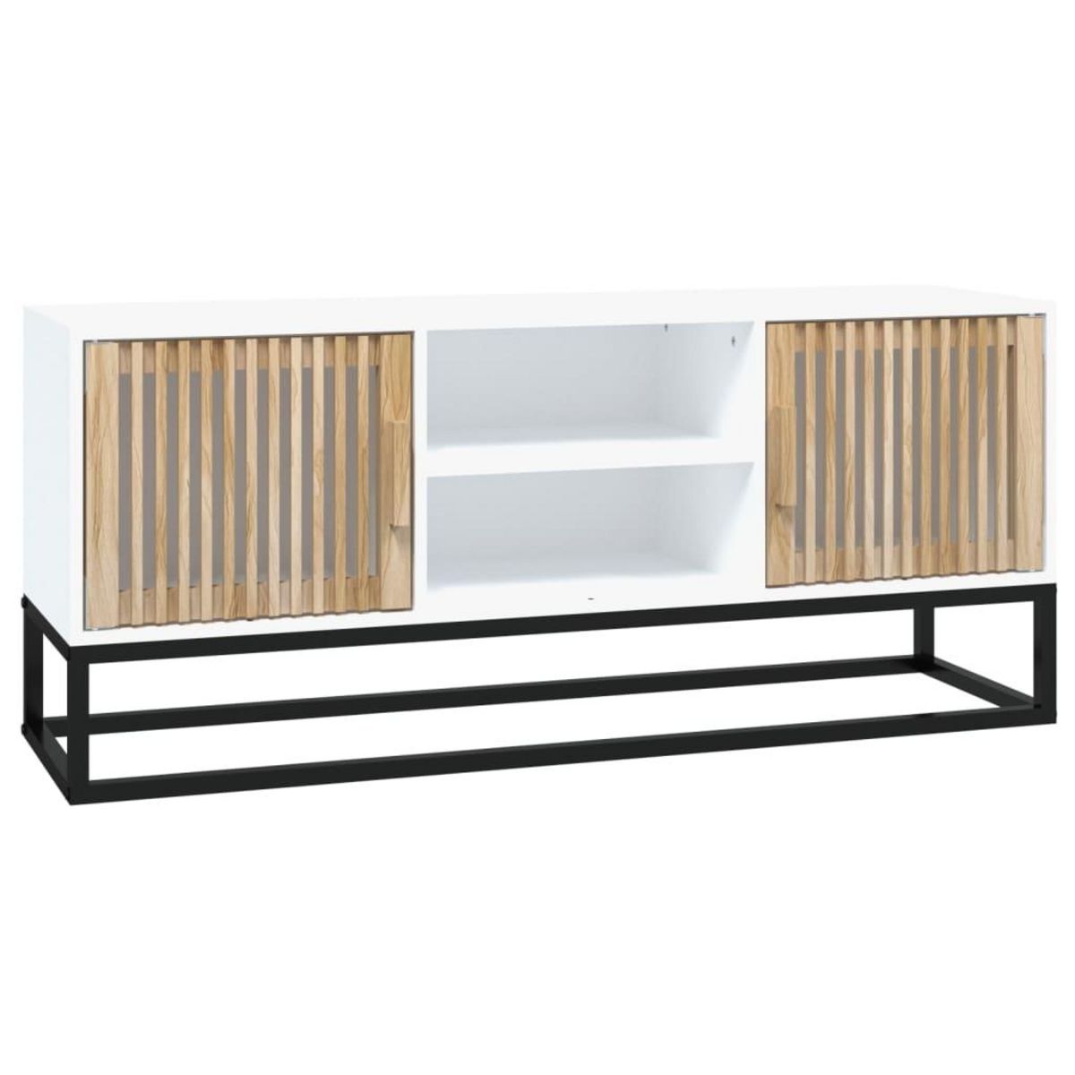 VIDAXL Meuble TV blanc 105x30x45 cm bois d'ingenierie et fer