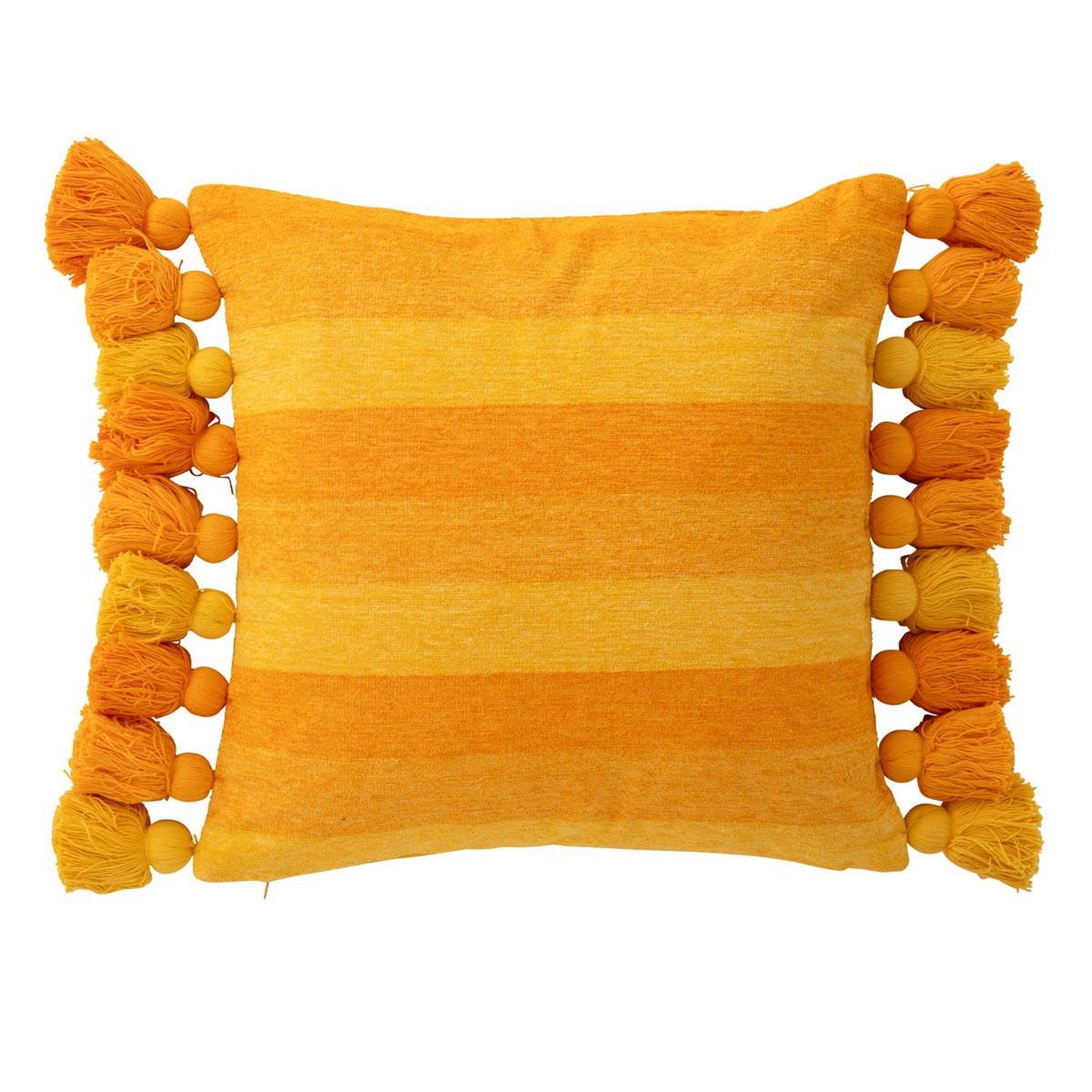 J-LINE Coussin déco à pompons  polly  50x50cm orange