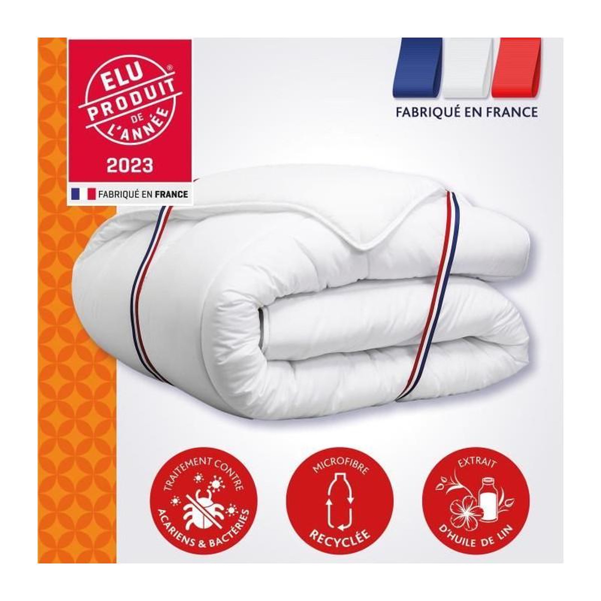 Voir la diapositive 3 : DODO Couette 240x260 cm DODO CHAMPS DE LIN - Chaude - 450G/m² - Couette 2 personnes -Douce et Chaude -Anti-acariens Antibactériens
