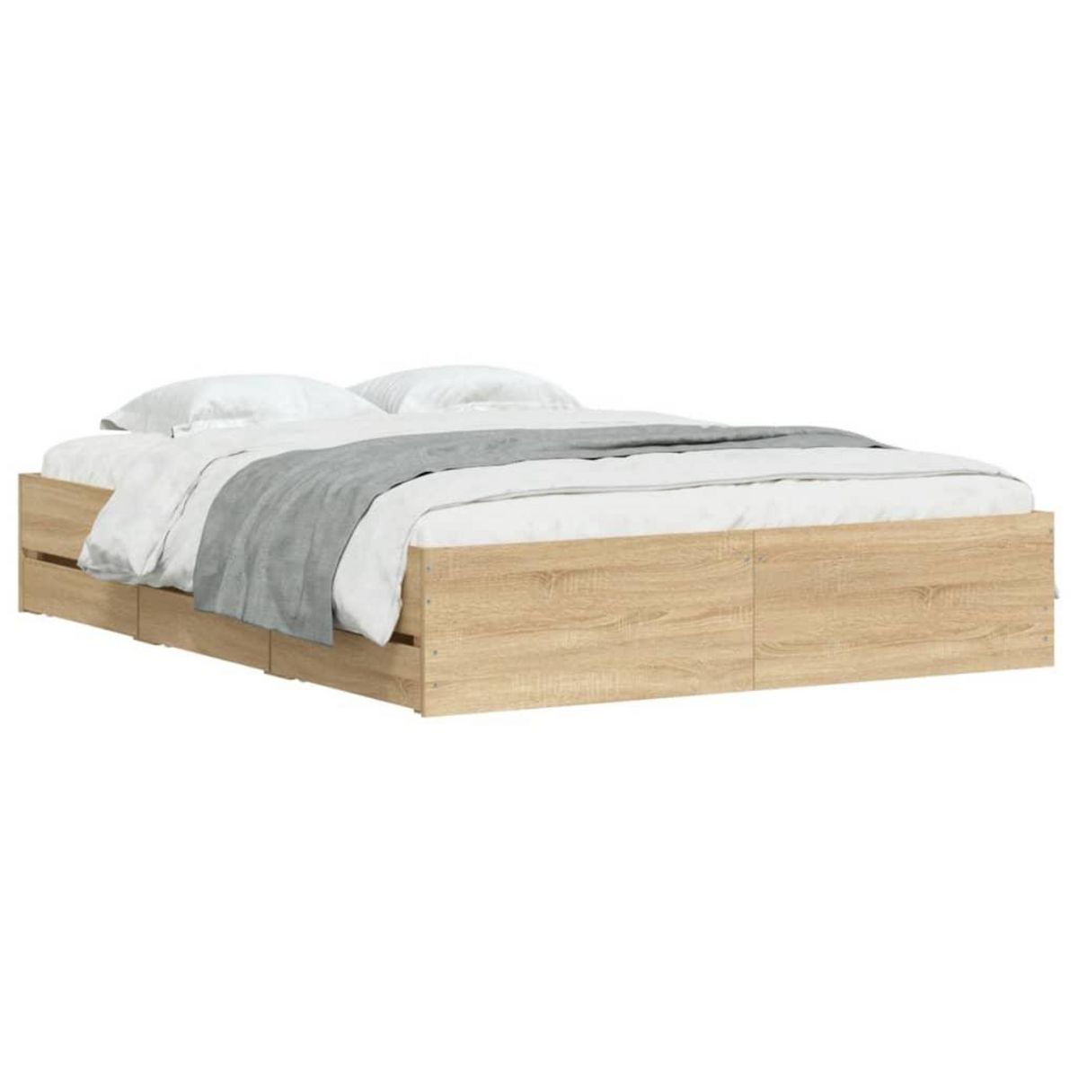 VIDAXL Cadre de lit avec tiroirs sans matelas chene sonoma 140x190 cm
