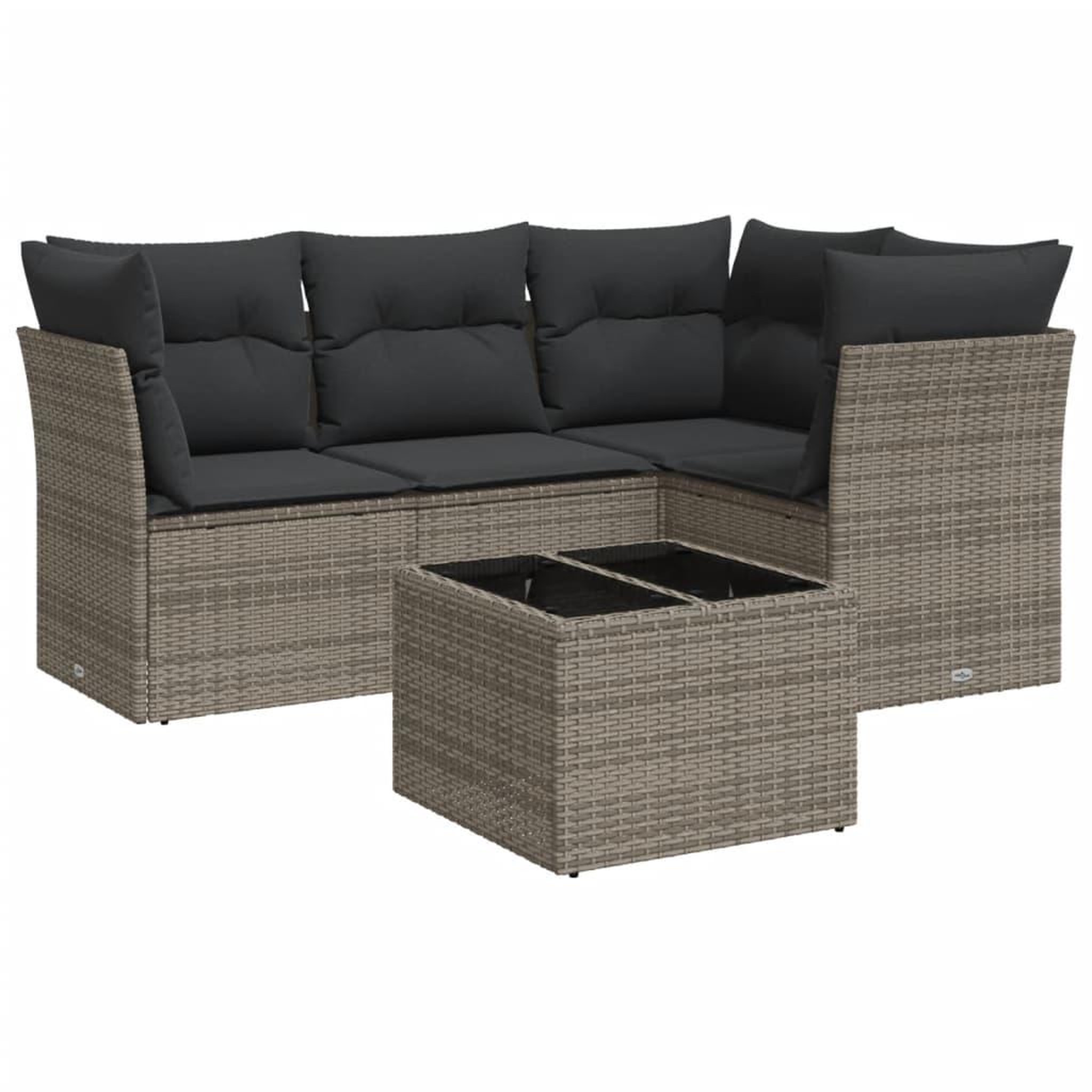 Voir la diapositive 2 : VIDAXL Salon de jardin 5 pcs avec coussins gris resine tressee