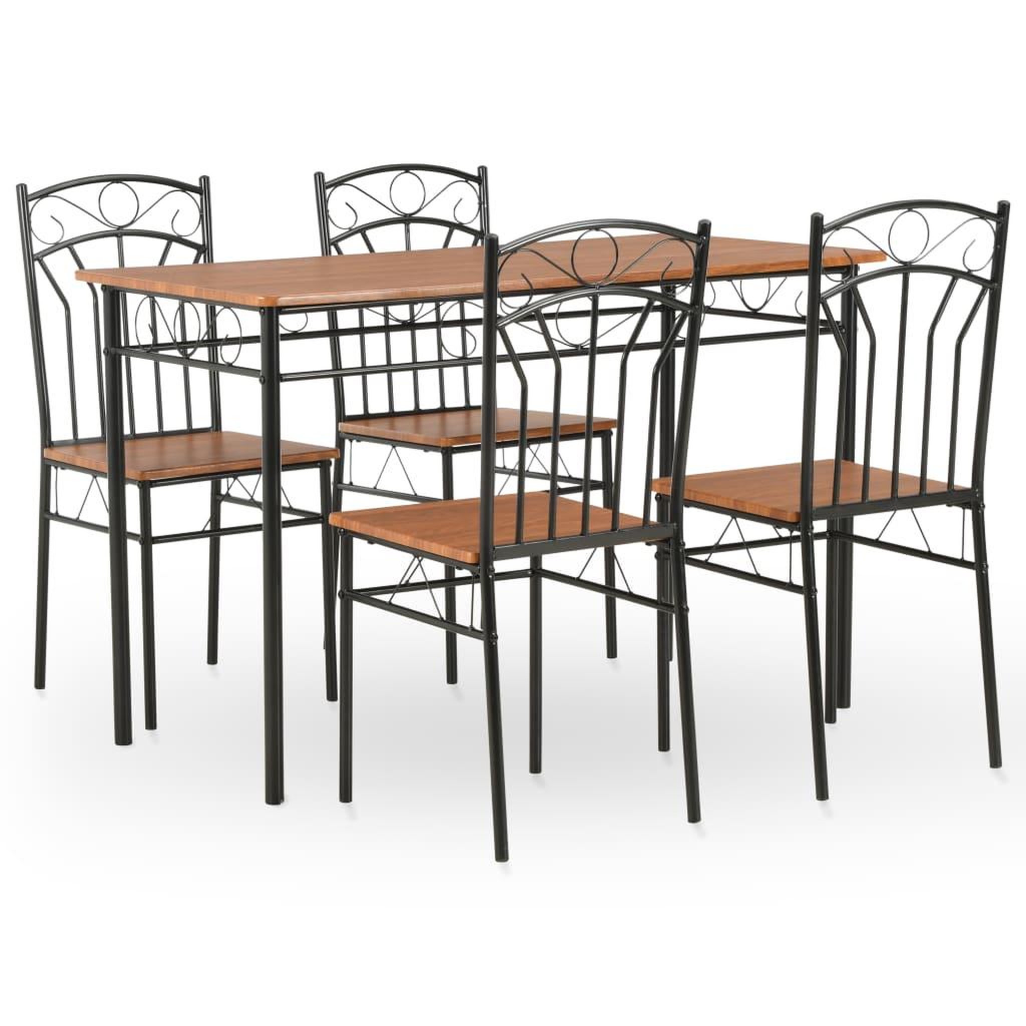 Voir la diapositive 1 : VIDAXL Ensemble de salle a manger 5 pcs MDF et acier Marron