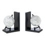 Voir la diapositive 1 : Paris Prix Lot de 2 Serre-Livres en Bois  Globe  18cm Noir & Gris