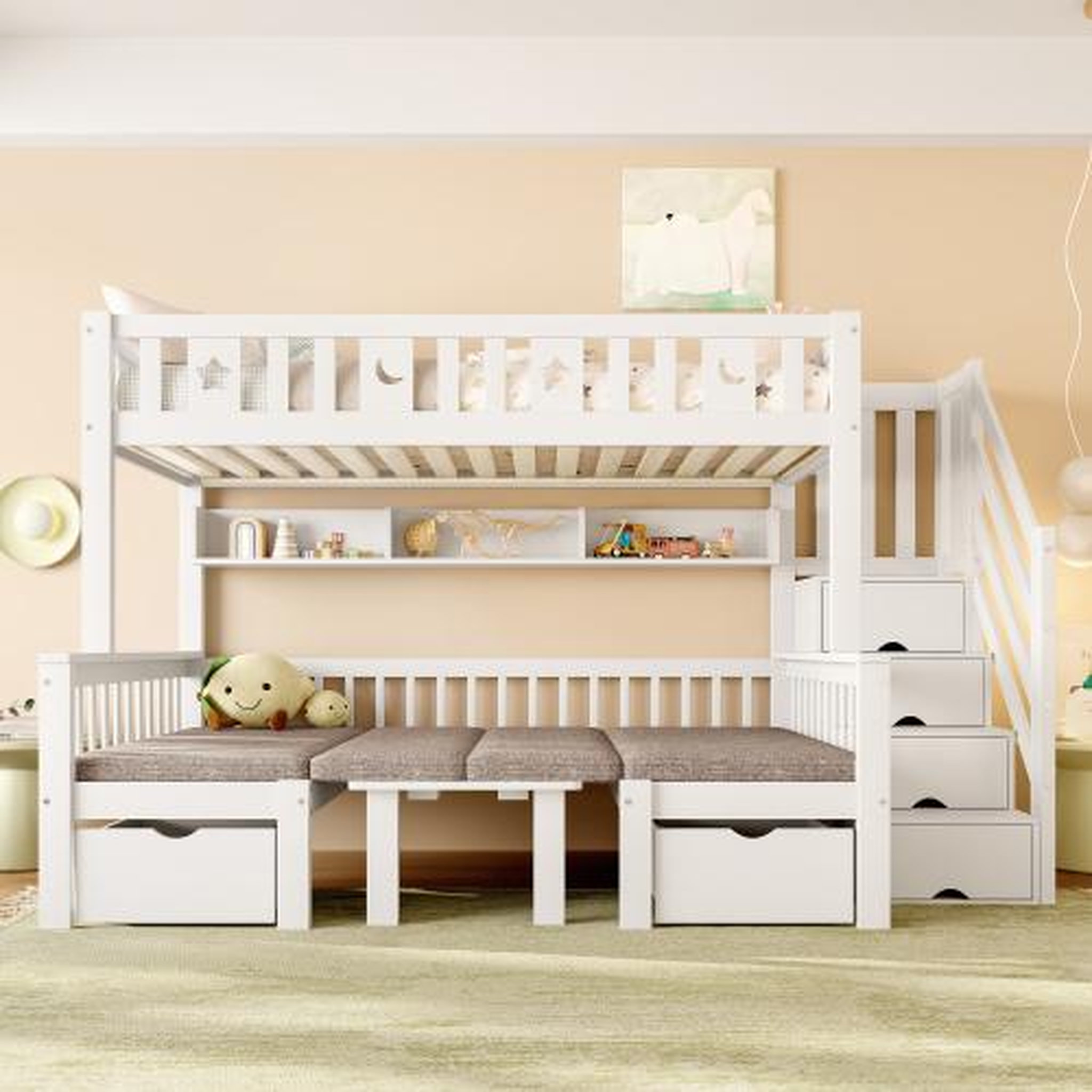 Voir la diapositive 2 : MERAX Lit mezzanine 90x200cm coloris blanc pin