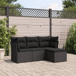 VIDAXL Salon de jardin 4 pcs avec coussins noir resine tressee