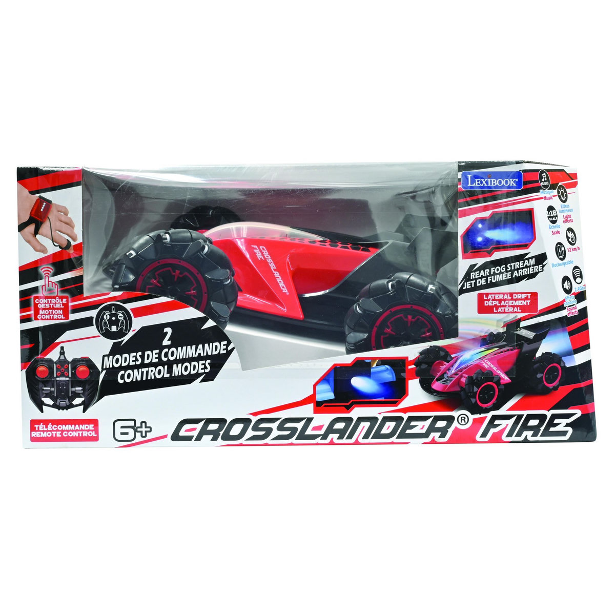 Lexibook Crosslander Fire – Voiture télécommandée tout-terrain rechargeable