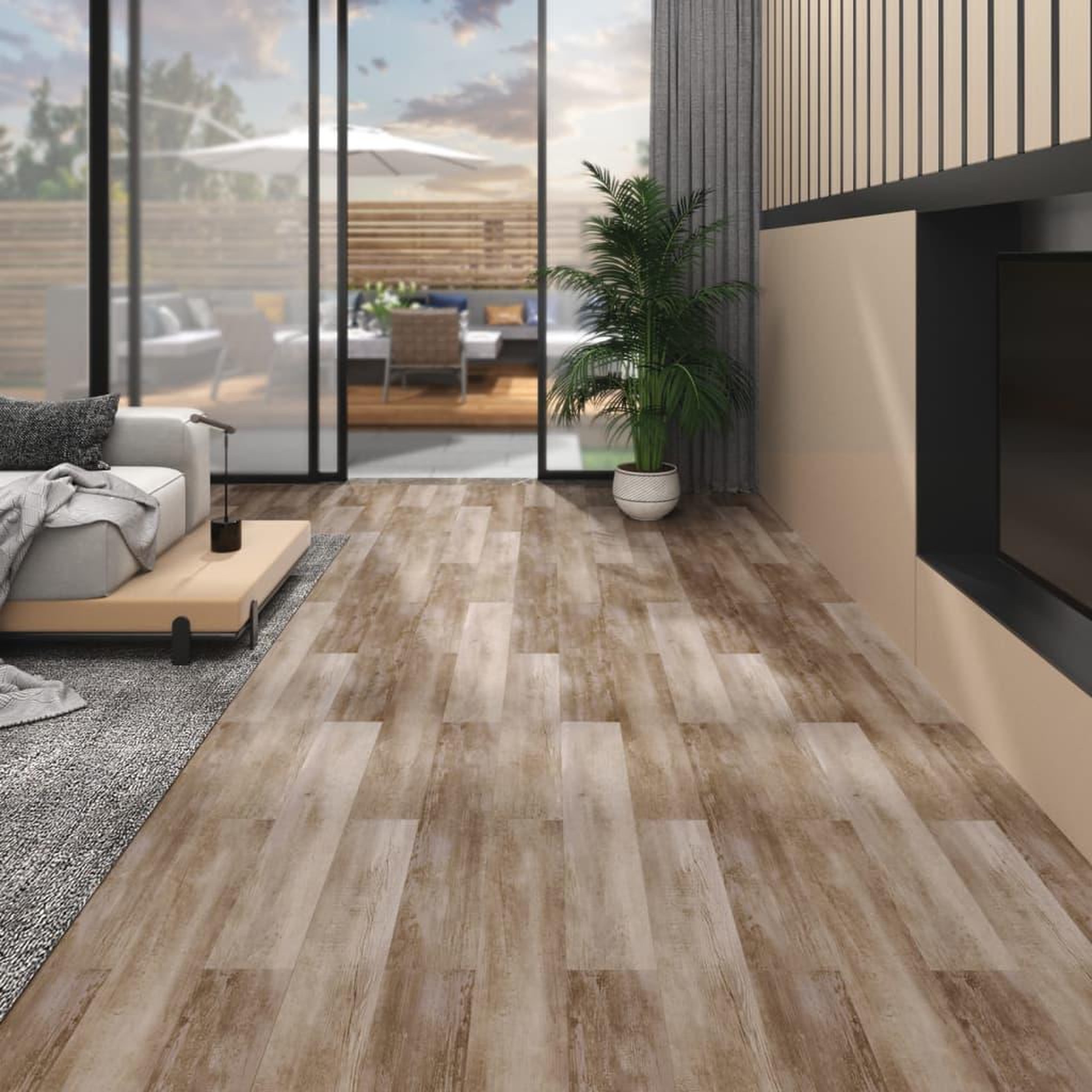 Voir la diapositive 1 : VIDAXL Dalles de plancher PVC 5,02 m^2 2mm autoadhesif delavage de bois