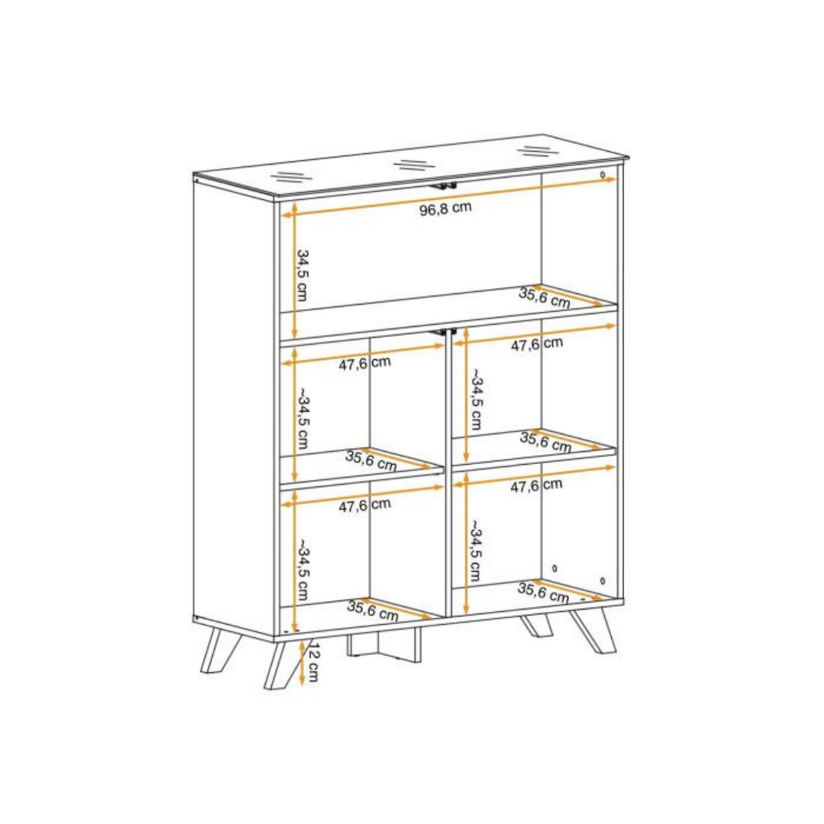 Paris Prix Vitrine LED  Thin  123cm Noir & Naturel