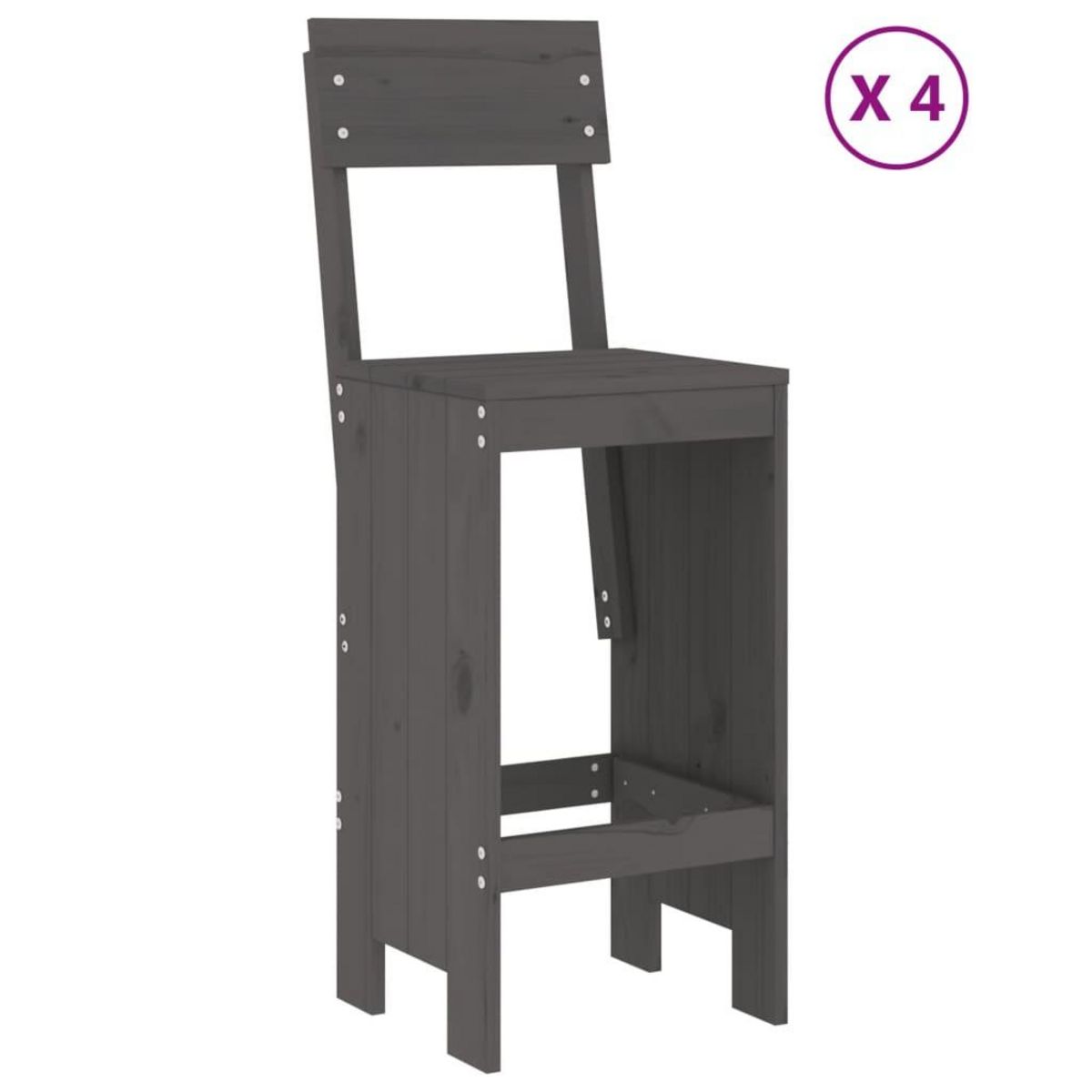 VIDAXL Ensemble de bar de jardin 5 pcs gris bois de pin massif