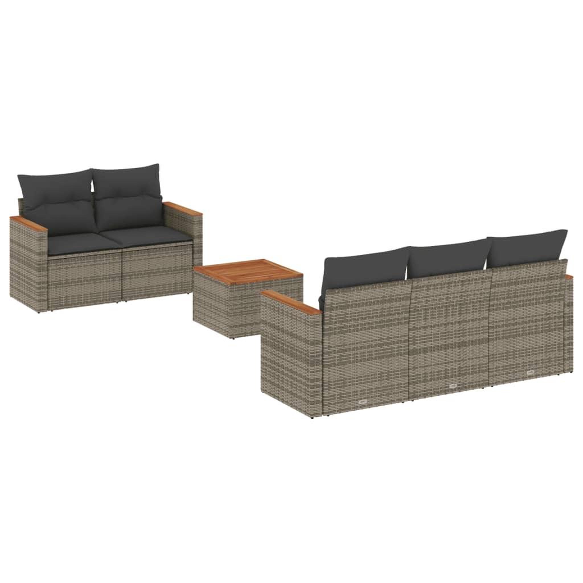 Voir la diapositive 2 : VIDAXL Salon de jardin 6 pcs avec coussins gris resine tressee