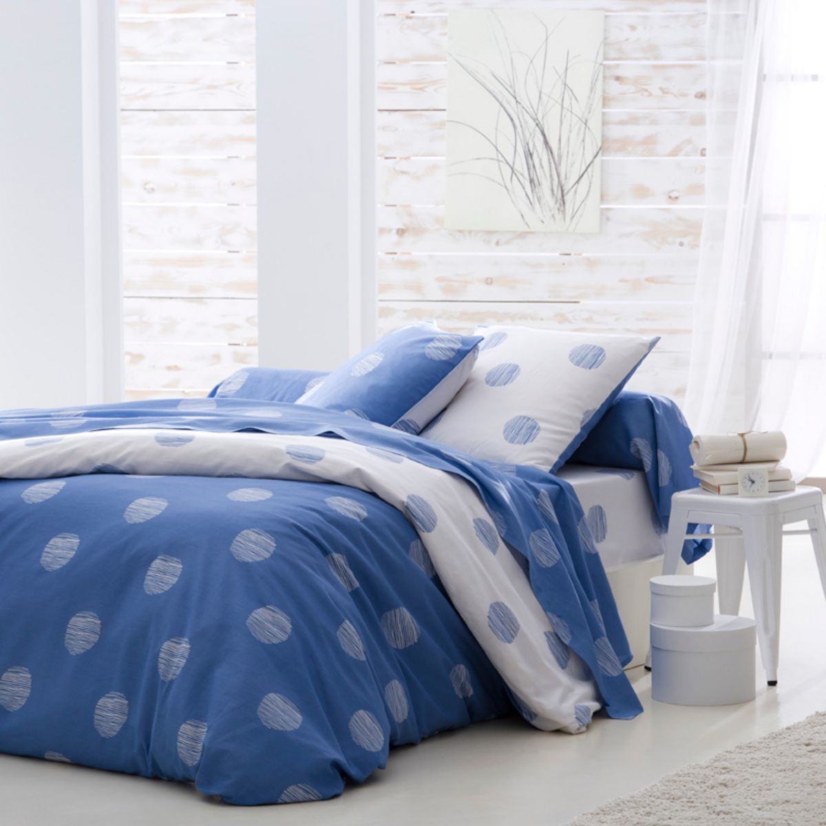 ACTUEL Drap housse imprimé coton SUZON POIS