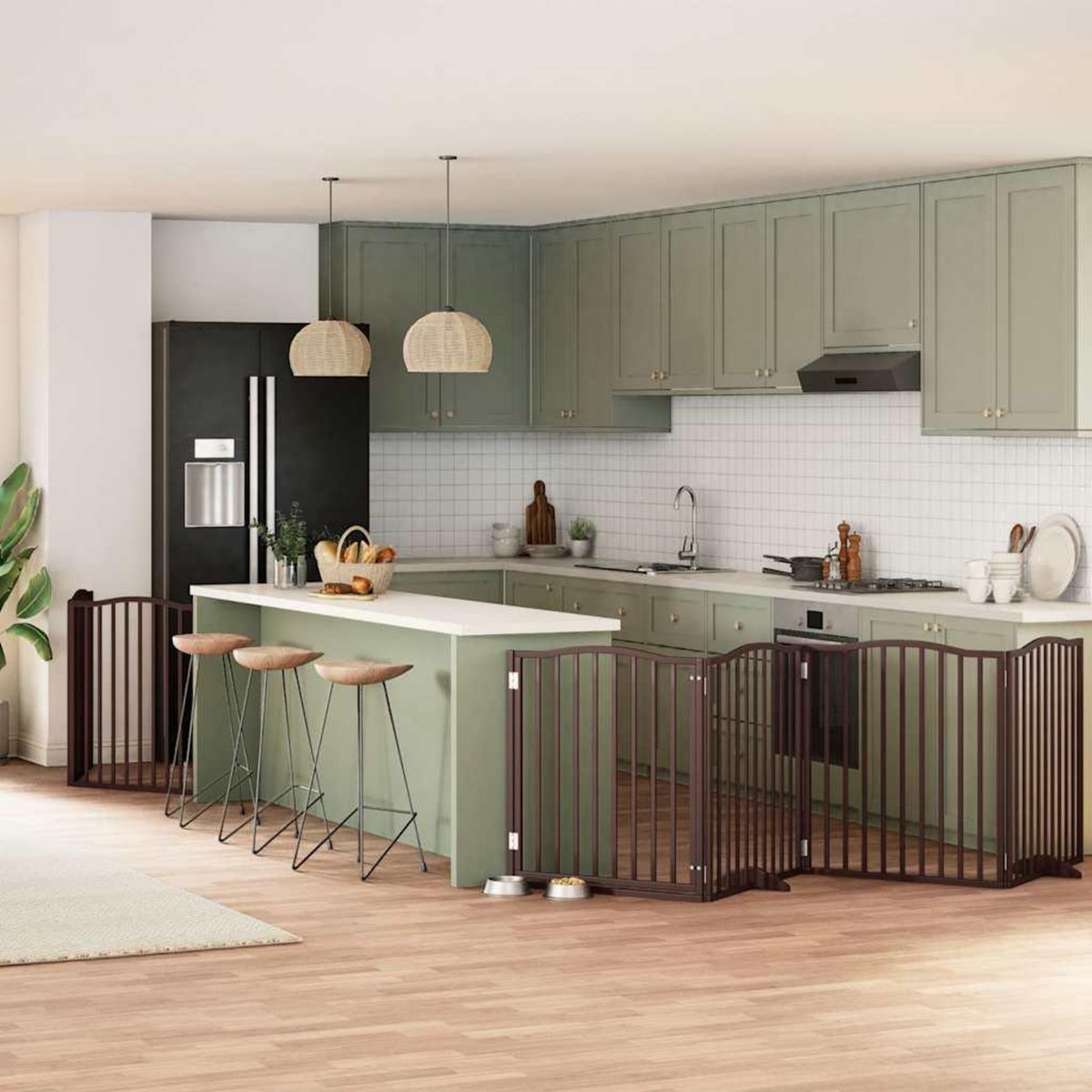 VIDAXL Barriere pour chien porte pliable 8 panneaux bois de peuplier