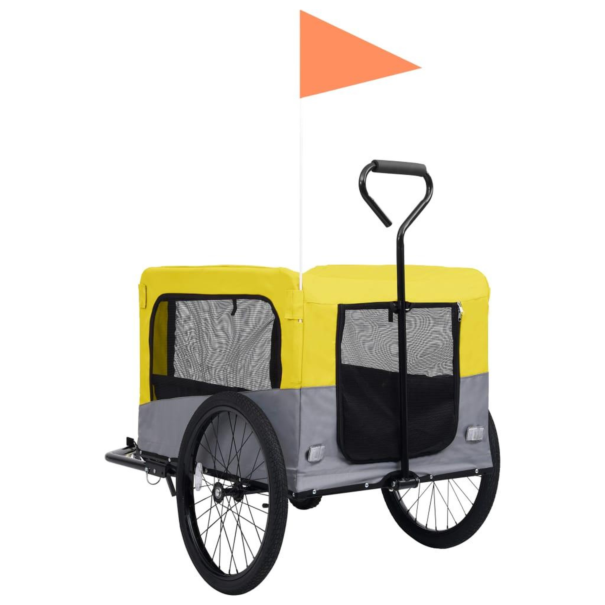 Voir la diapositive 5 : VIDAXL Remorque de velo pour chiens et poussette 2-en-1 jaune et gris
