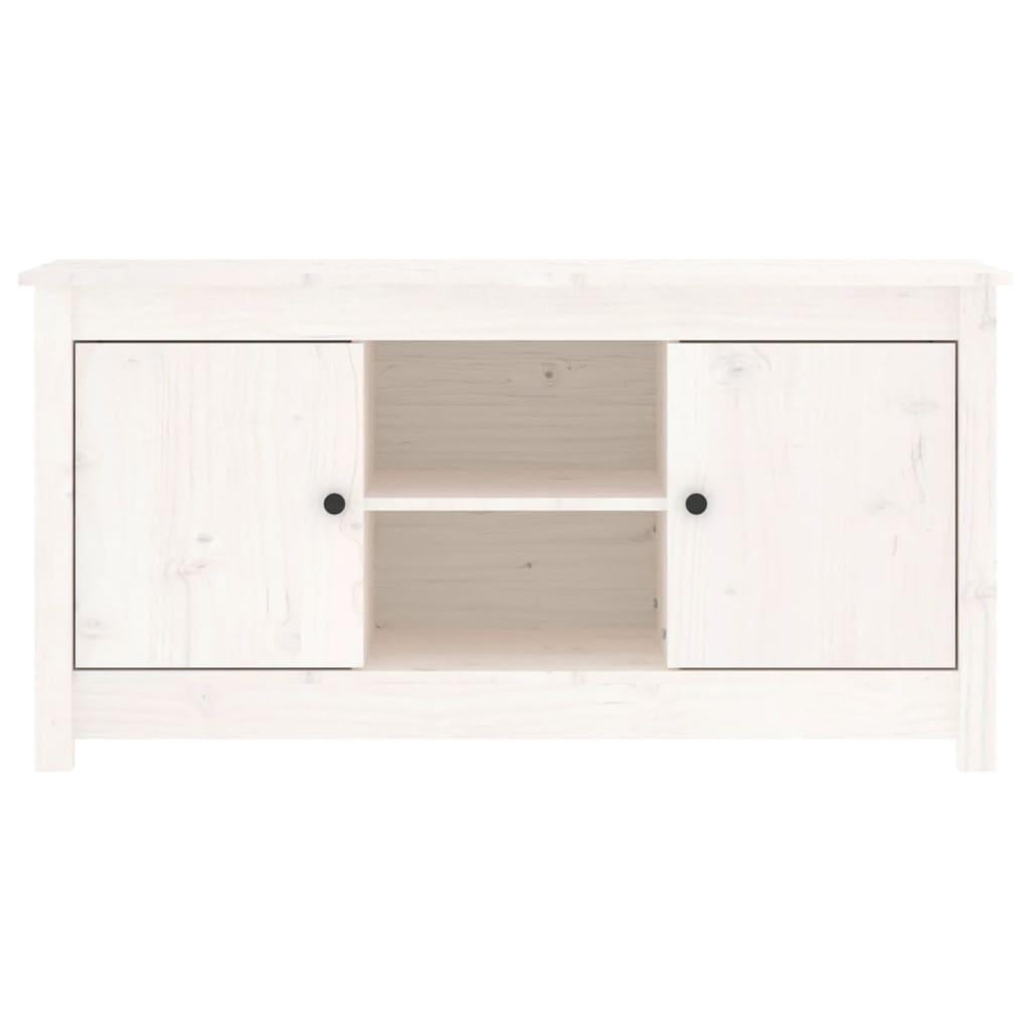 Voir la diapositive 3 : VIDAXL Meuble TV Blanc 103x36,5x52 cm Bois de pin massif