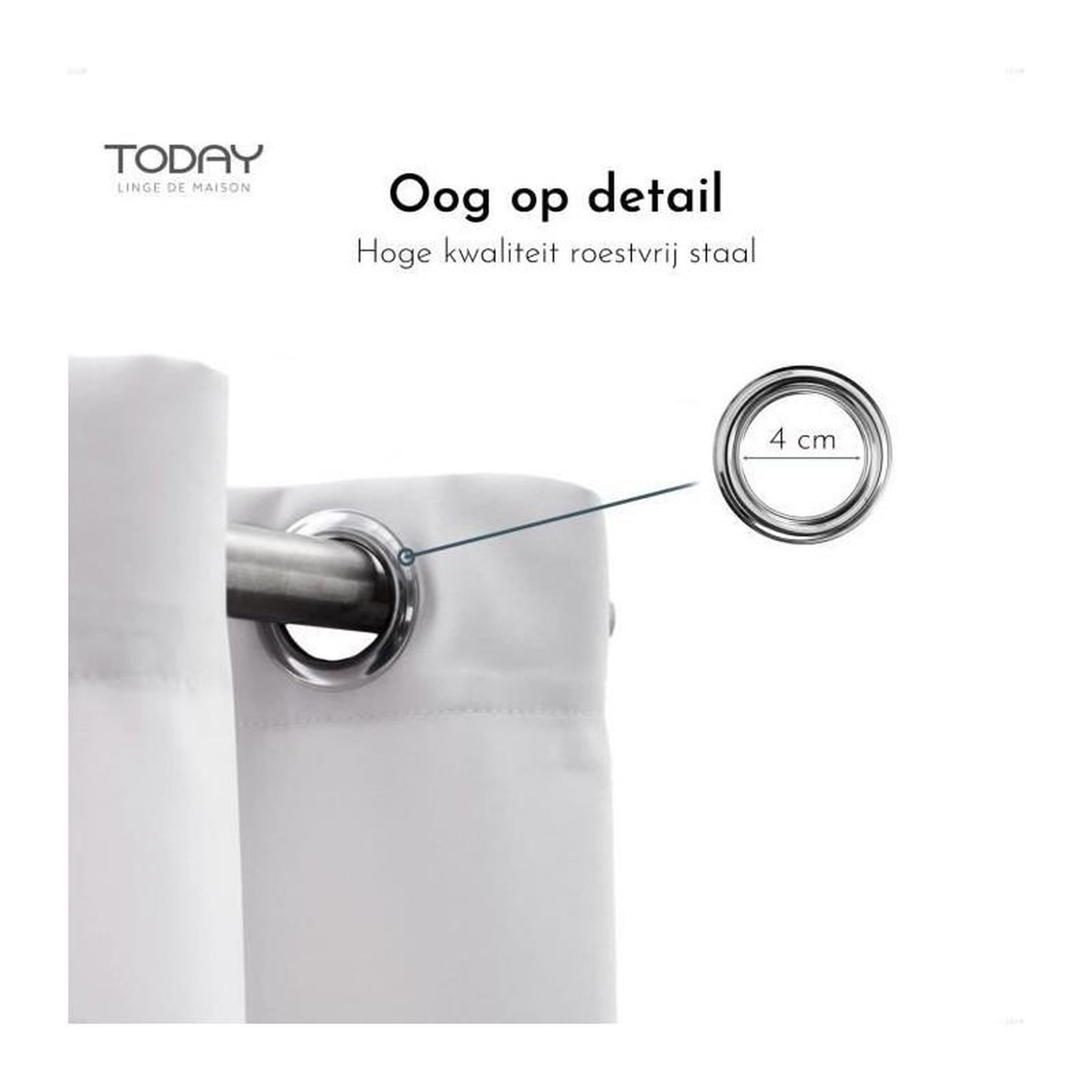 Voir la diapositive 2 : Today Rideau a oeillets - 140X240 - Craie - TODAY Essential - 356002