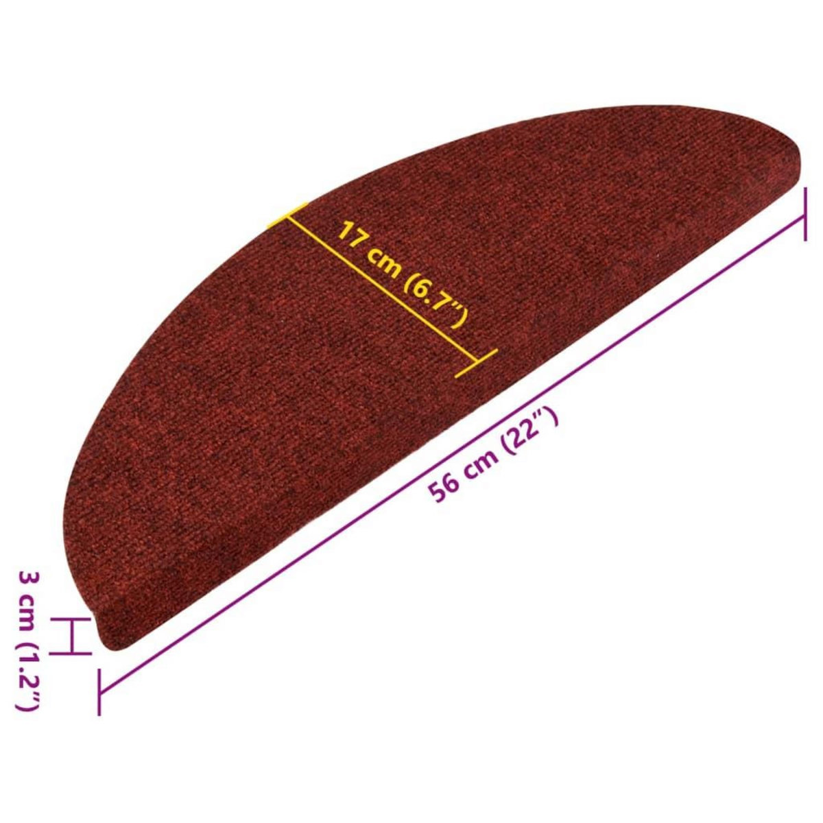 VIDAXL Tapis d'escalier autocollants 15 pcs 56x17x3 cm Rouge