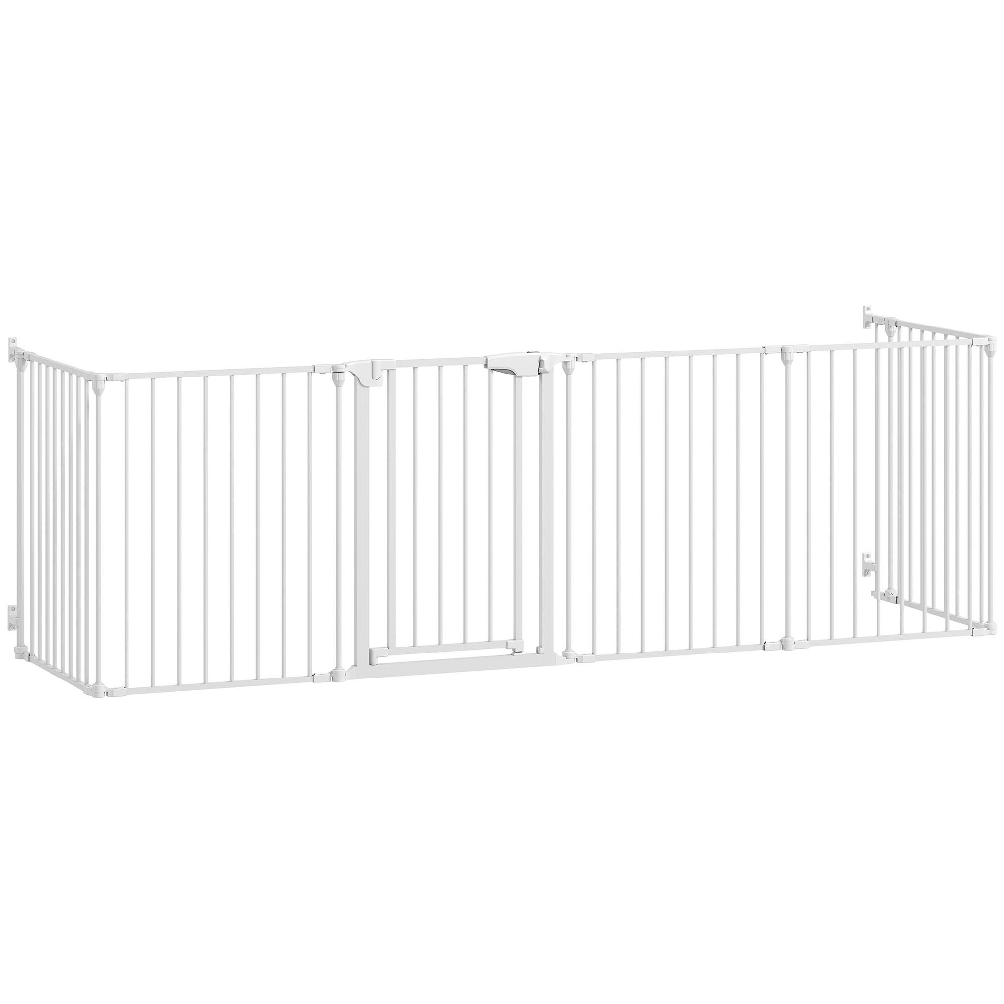 PAWHUT Barrière de sécurité pliable modulable max. L.366cm parc enclos 6 panneaux - porte double verrouillage - acier blanc