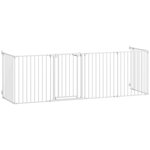 PAWHUT Barrière de sécurité pliable modulable max. L.366cm parc enclos 6 panneaux - porte double verrouillage - acier blanc