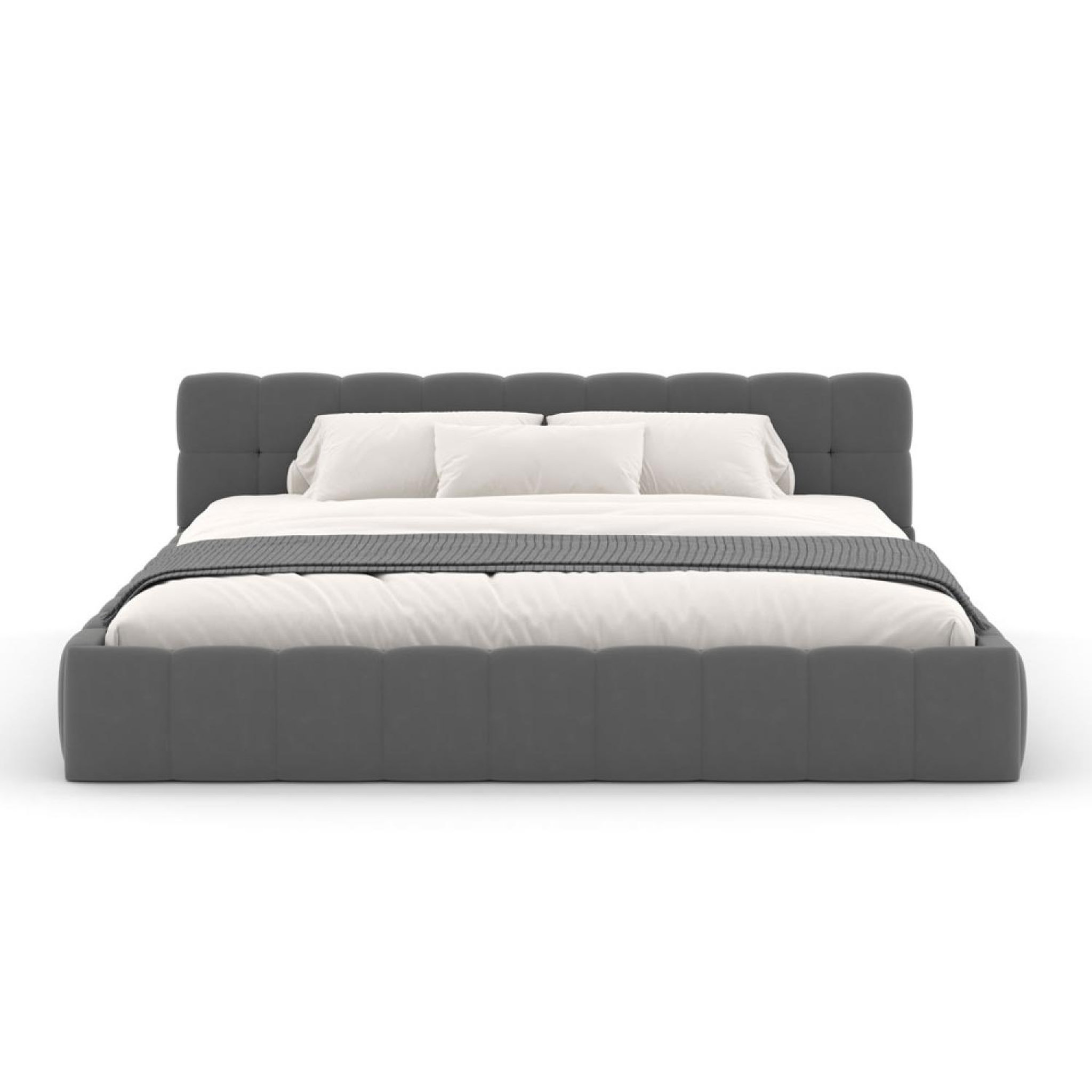 Voir la diapositive 5 : CONCEPT USINE Lit style nuage 140x190cm en velours gris kansas