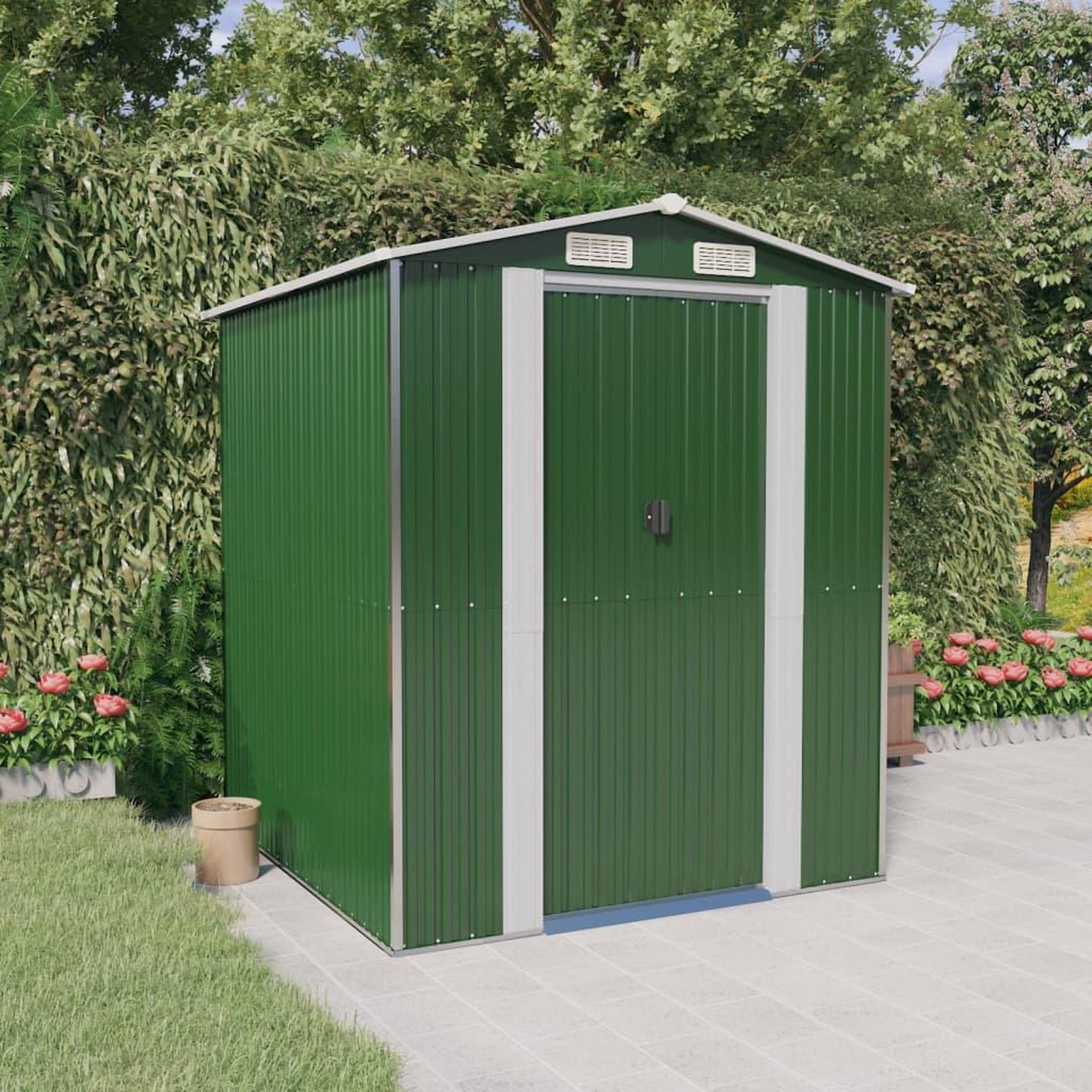 Voir la diapositive 1 : VIDAXL Abri de jardin Vert 192x191x223 cm Acier galvanise