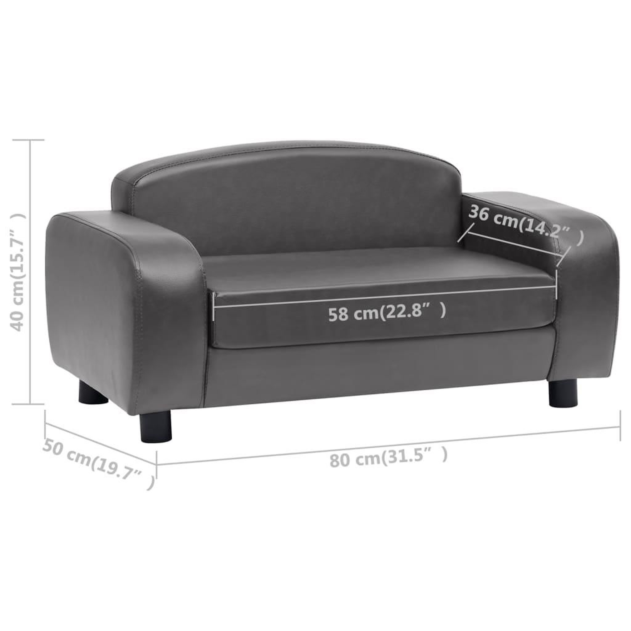 Voir la diapositive 6 : VIDAXL Canape pour chien Gris 80x50x40 cm Similicuir
