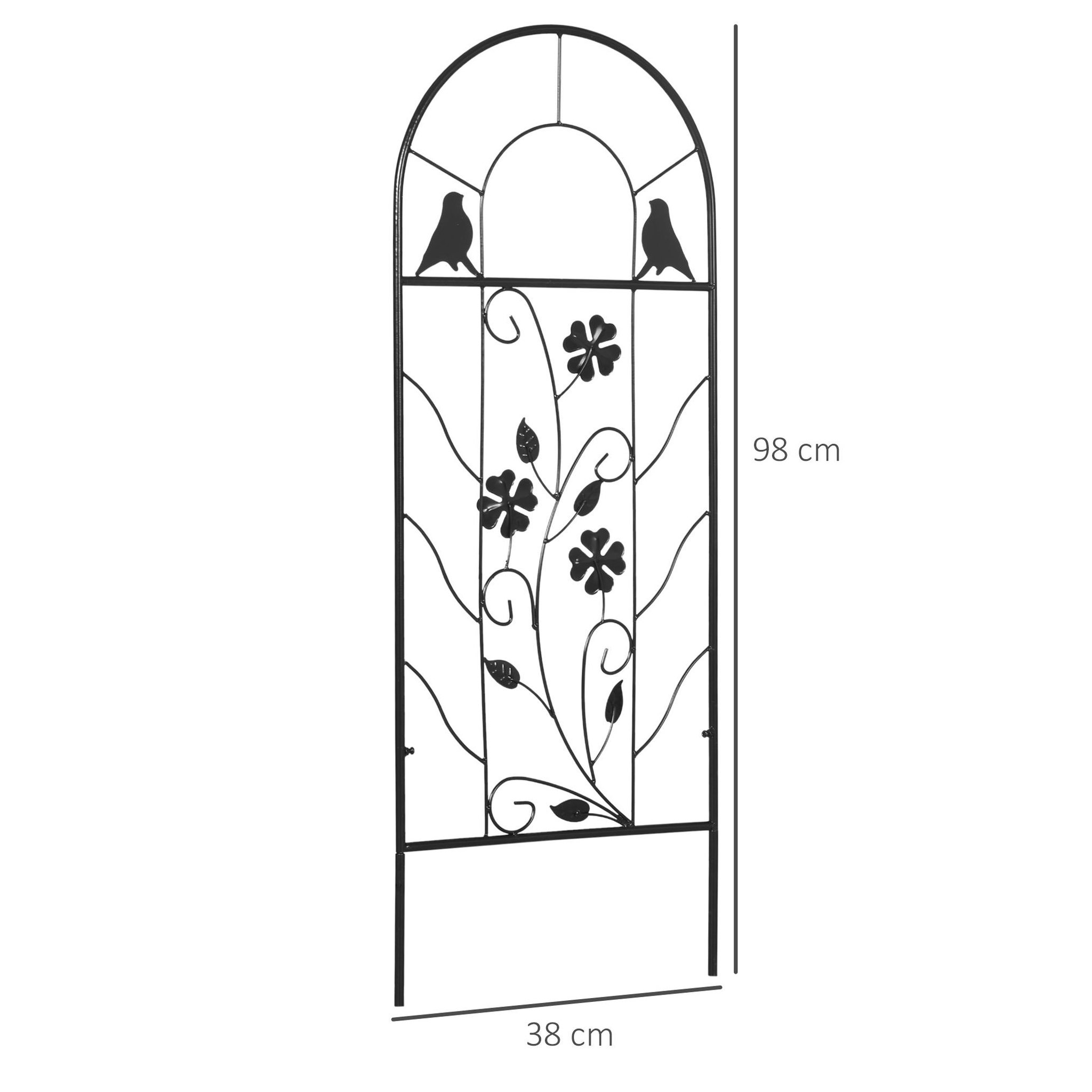 Voir la diapositive 3 : OUTSUNNY Lot de 2 treillis de jardin supports pour plantes grimpantes - dim. 38L x 98H cm - métal époxy noir