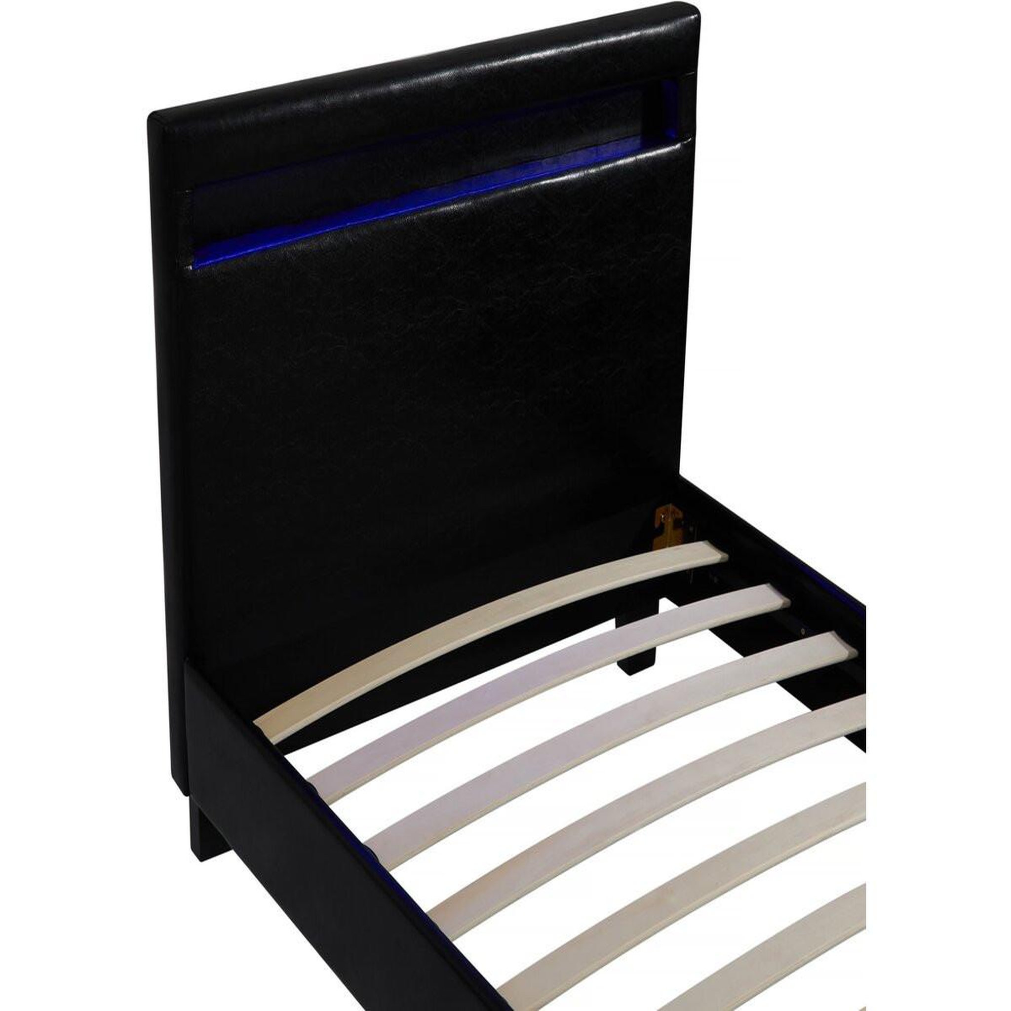 Voir la diapositive 4 : Habitat et Jardin Lit avec LED  Maria  90 x 190 cm - Noir