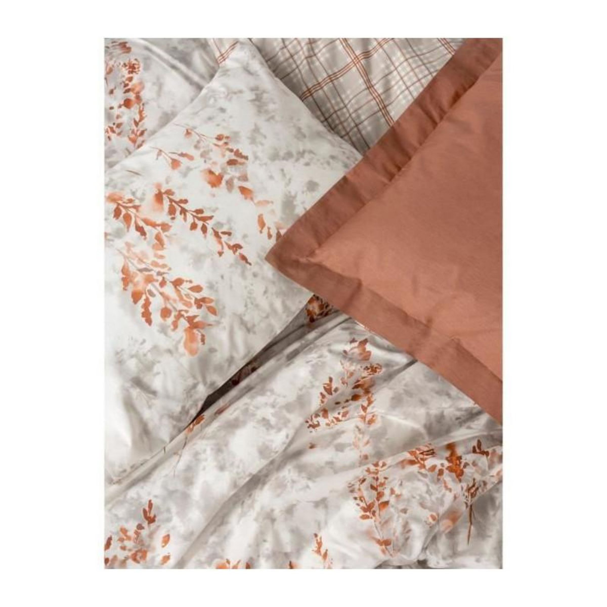 GENERIQUE Parure de lit - 129CTN64845 - 1 housse de couette 220 x 240 cm + 2 taies d'oreiller 60 x 60 cm - 100% coton ranforcé - Cannelle