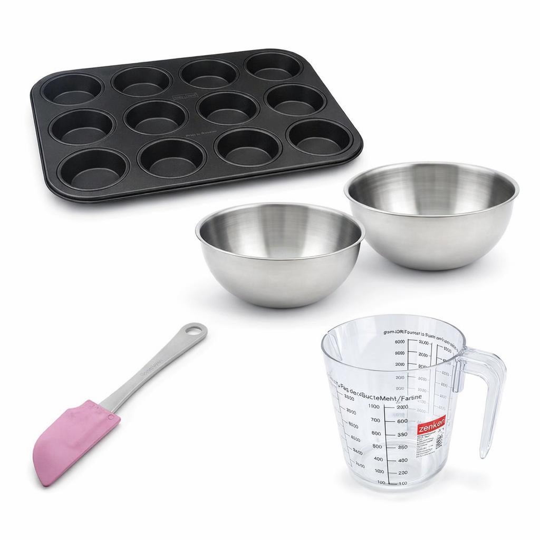 ZENKER Set de 5 ustensiles de pâtisserie moule à gâteaux bol spatule et verre doseur black metallic black mettallic zenker  black mettallic