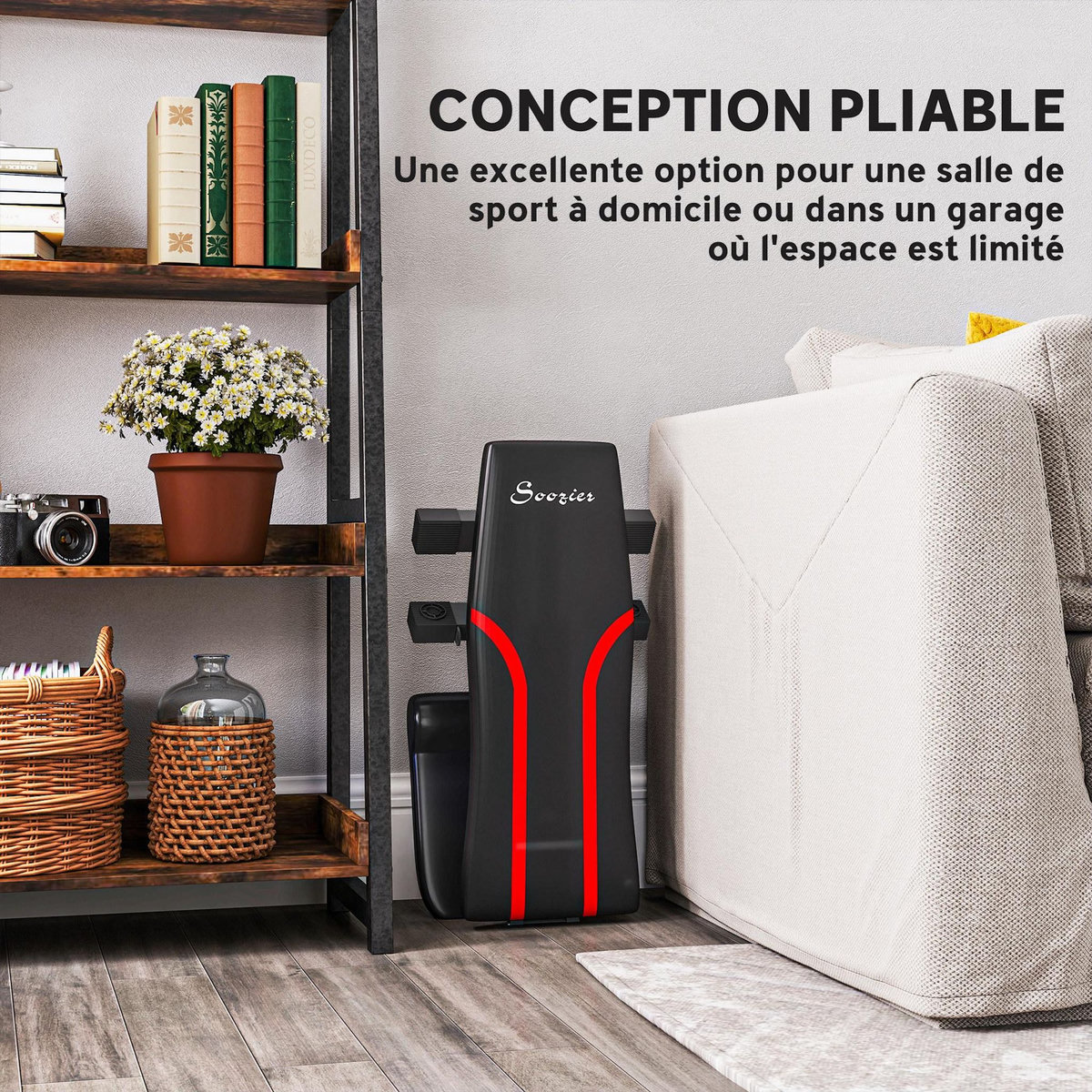 HOMCOM Banc de musculation pliable inclinable charge max. 230 Kg rouge noir