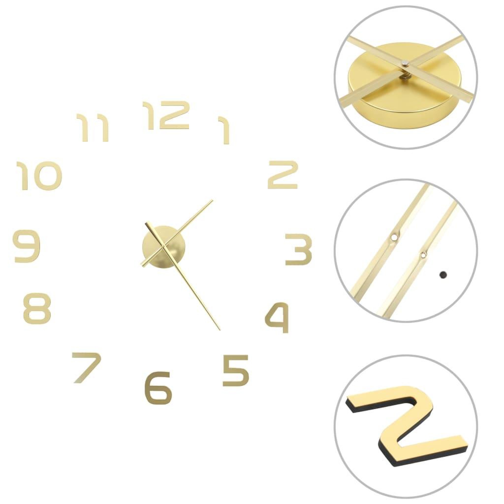 VIDAXL Horloge murale 3D Design moderne 100 cm XXL Dore