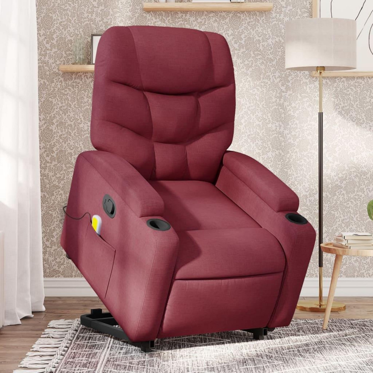 VIDAXL Fauteuil inclinable de massage Rouge bordeaux Tissu