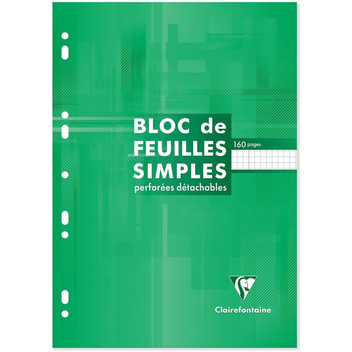 CLAIREFONTAINE Bloc de feuilles mobiles 21x29.7cm 160 pages petits carreaux 5x5 vert