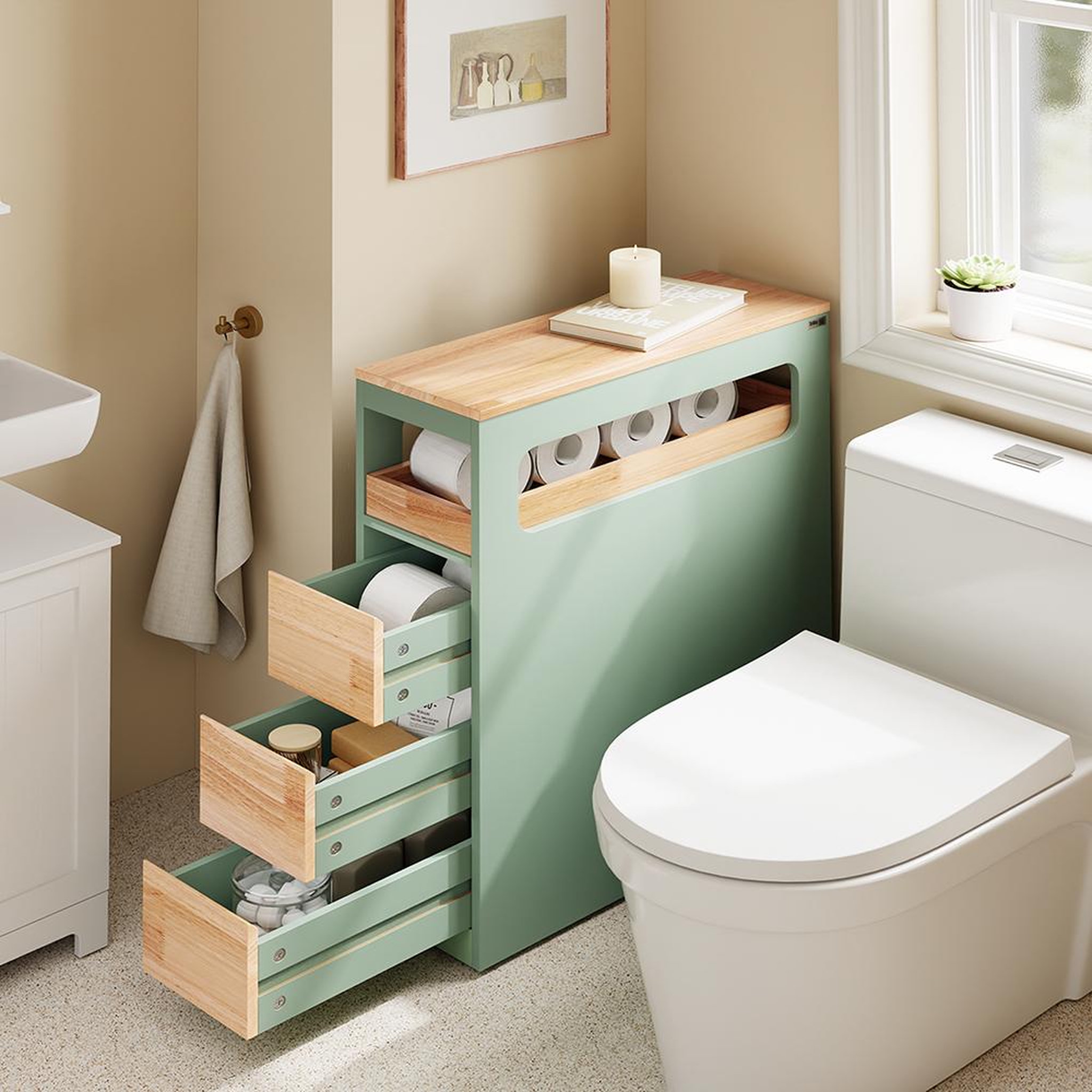 Voir la diapositive 5 : SOBUY SoBuy - Meuble bas de salle de bain à 4 tiroirs - Nordique - BZR54-II