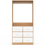 Voir la diapositive 3 : ID MARKET Dressing penderie L. 80 cm UPPAH avec 6 tiroirs bois façon hêtre et blanc