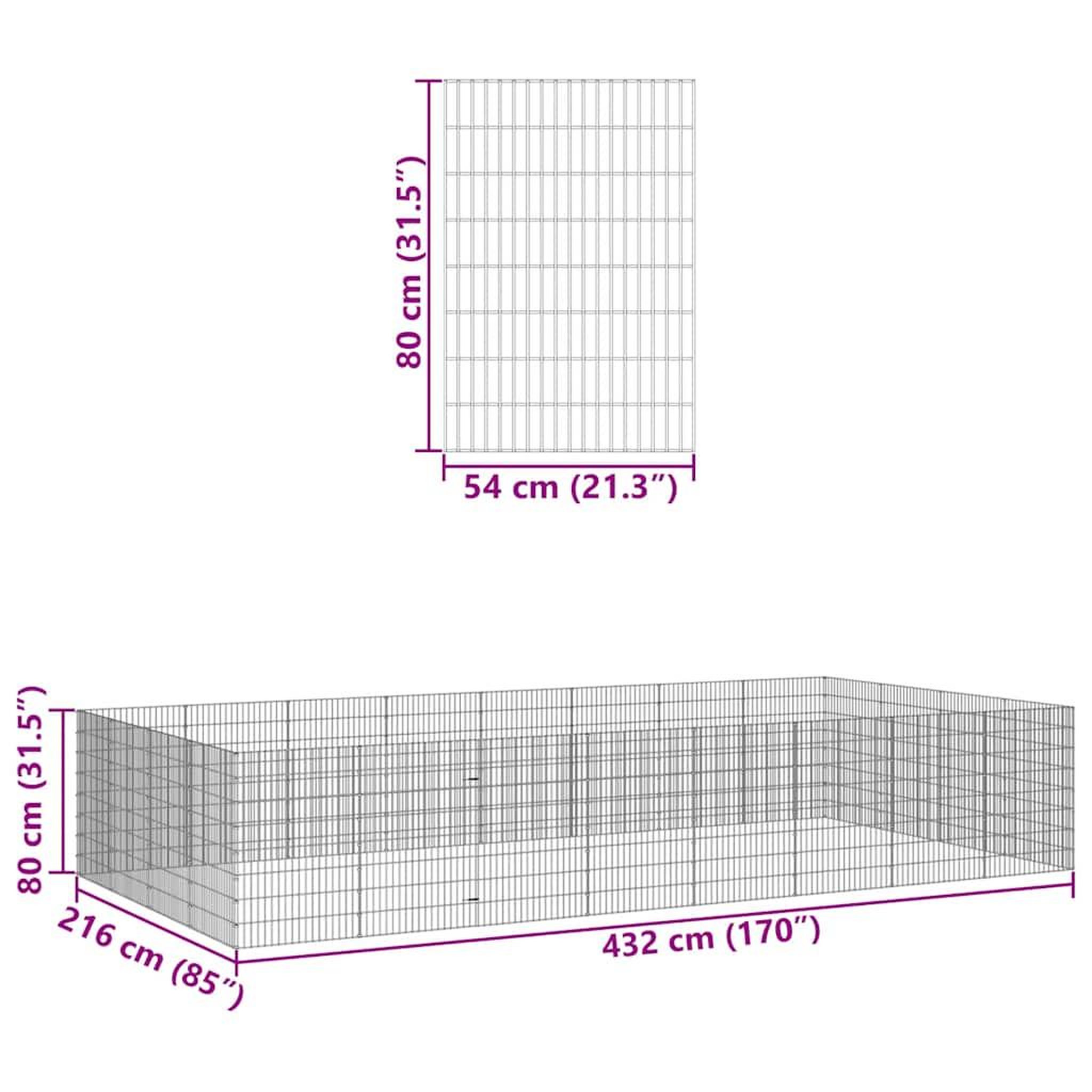 Voir la diapositive 6 : VIDAXL Enclos pour animaux en liberte 24panneaux 54x80cm fer galvanise