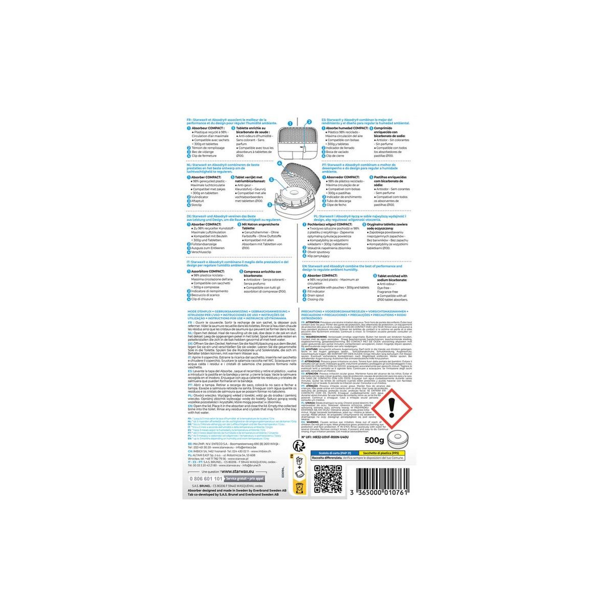 Voir la diapositive 4 : Starwax Absorbeur d'humidité compact + 1 tablette - 001076-