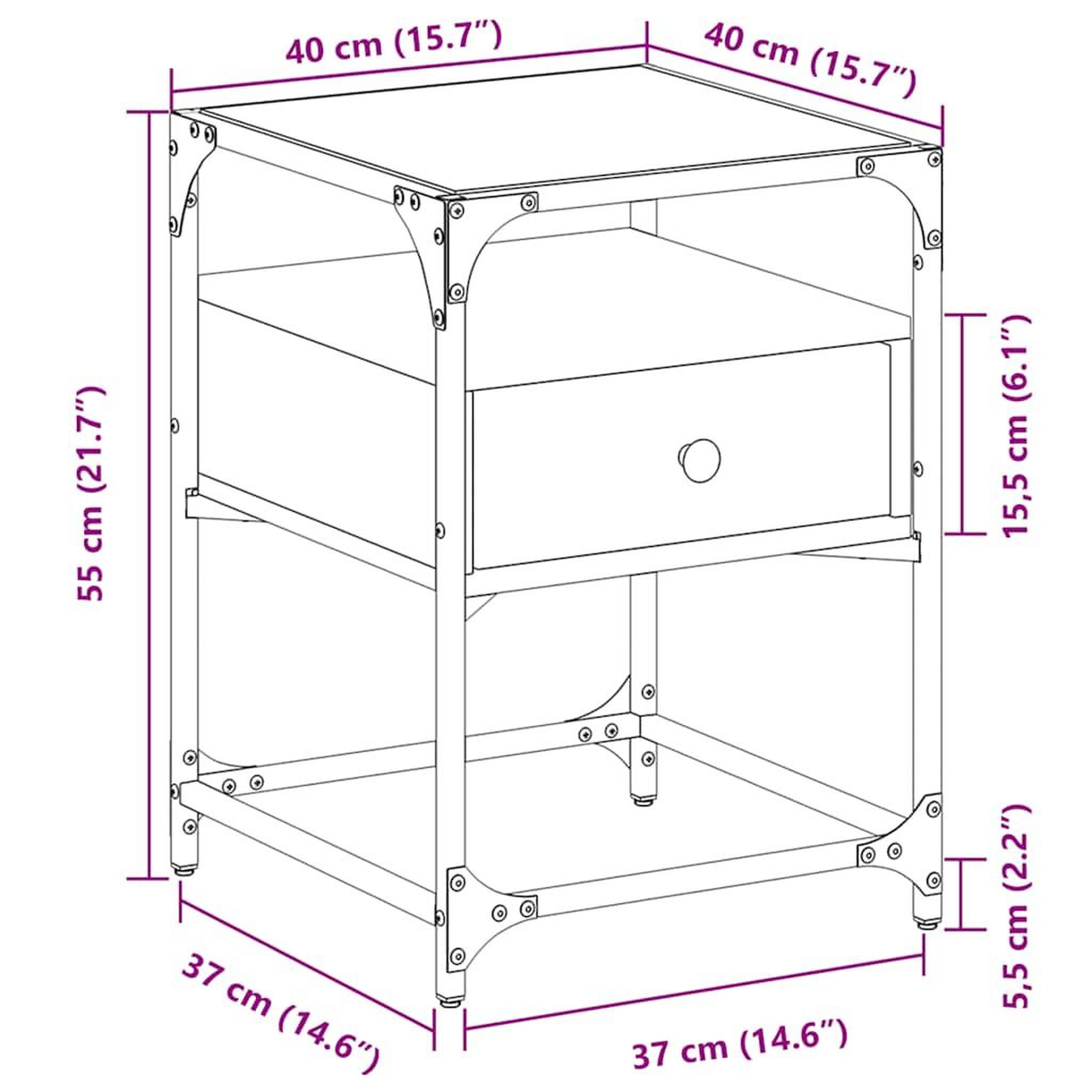 Voir la diapositive 6 : VIDAXL Table de chevet chene fume 40x40x55 cm bois d'ingenierie