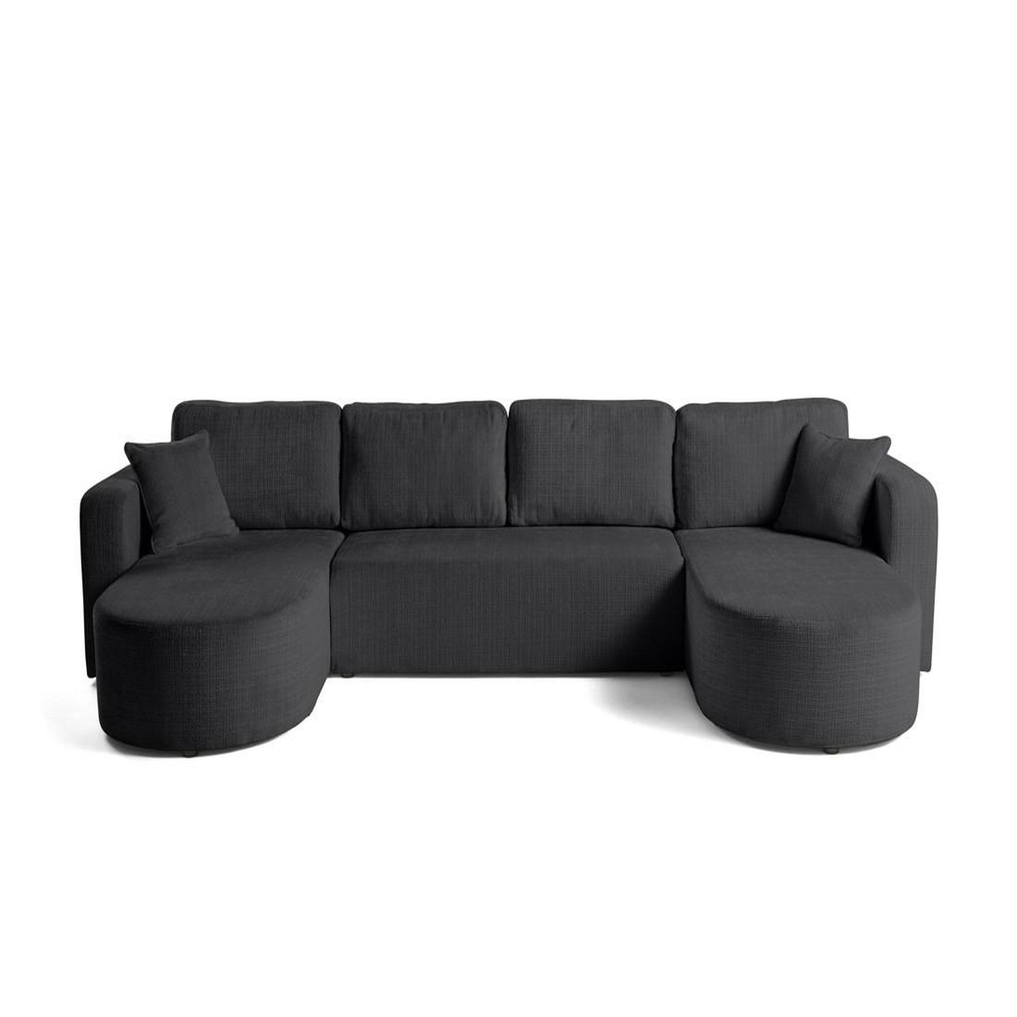 Voir la diapositive 1 : BEST MOBILIER Miro - canapé panoramique en u 7 places - convertible avec coffre - en velours texturé