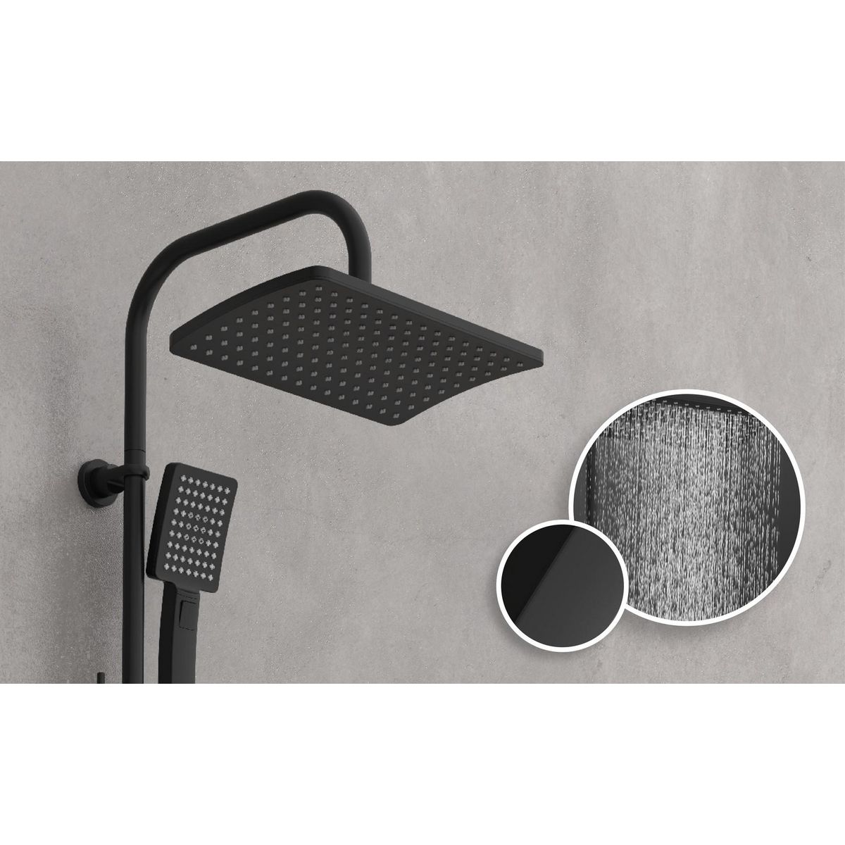 CENTRALE BRICO Système de douche MALLORCA, noir mat