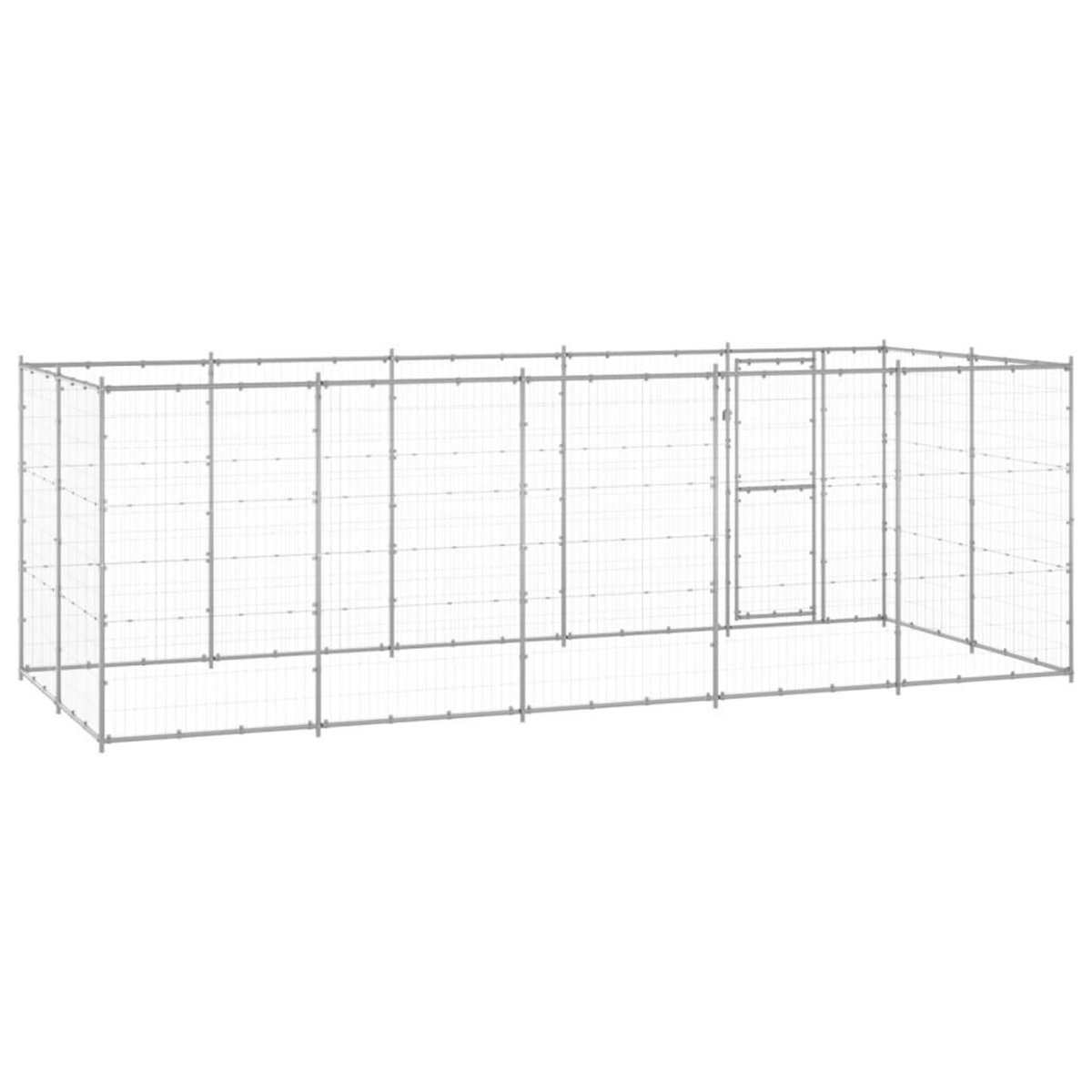 VIDAXL Chenil exterieur Acier galvanise 12,1 m²