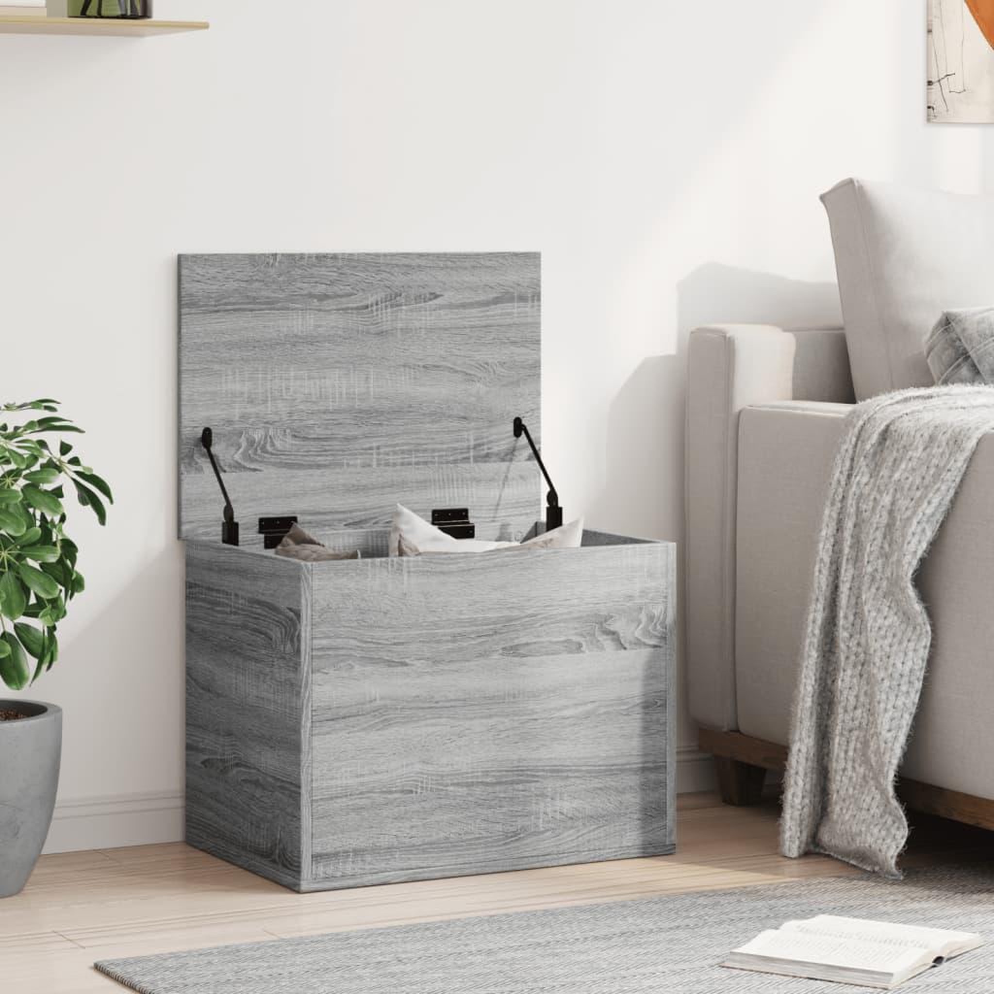 Voir la diapositive 3 : VIDAXL Boîte de rangement sonoma gris 60x42x46 cm bois d'ingenierie