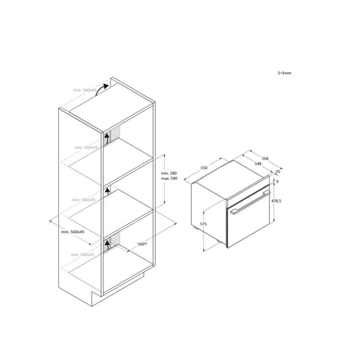 Rosieres Four intégrable 78l 60cm pyrolyse inox/noir - RO6H3B3YTX