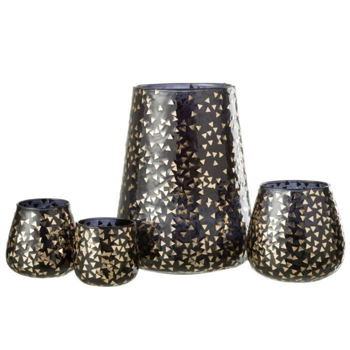 Paris Prix Photophore en Verre  Triangle  23cm Noir & Or