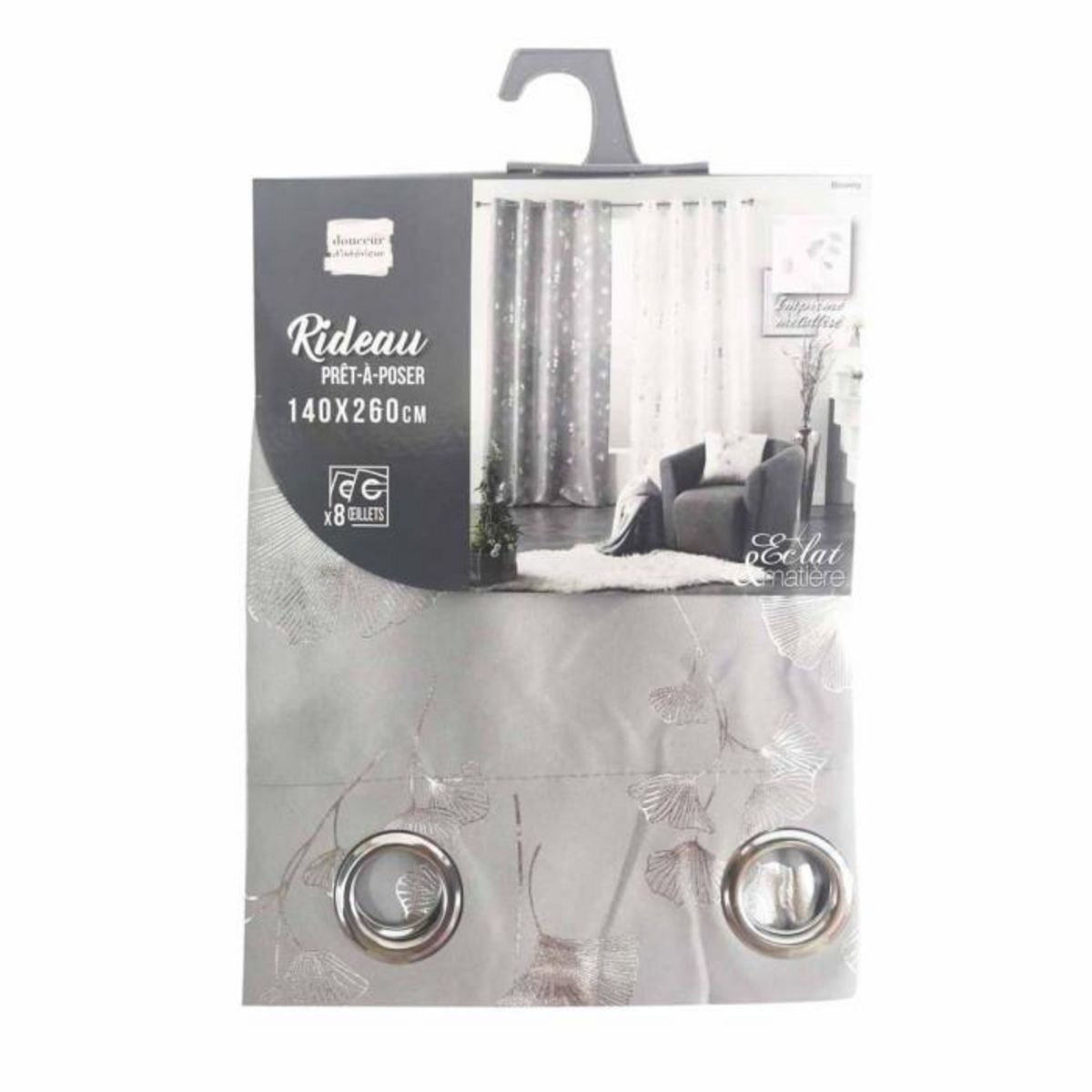 Paris Prix Rideau Déco à Œillets  Bloomy  140x260cm Gris