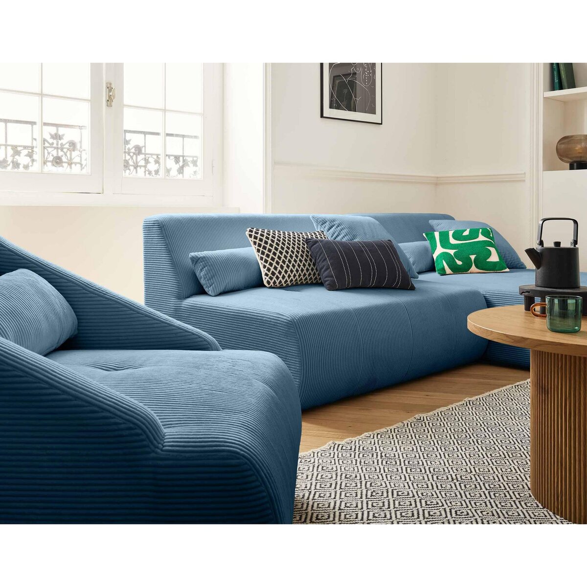 LISA DESIGN Onyx - canapé modulable d'angle réversible 4 places - en velours côtelé