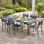 Voir la diapositive 2 : CONCEPT USINE Ensemble table de jardin 160 cm et 6 chaises BERGAME