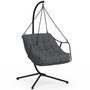 Voir la diapositive 1 : ID MARKET Fauteuil suspendu relax LOA ajouré effet rotin gris avec coussin gris