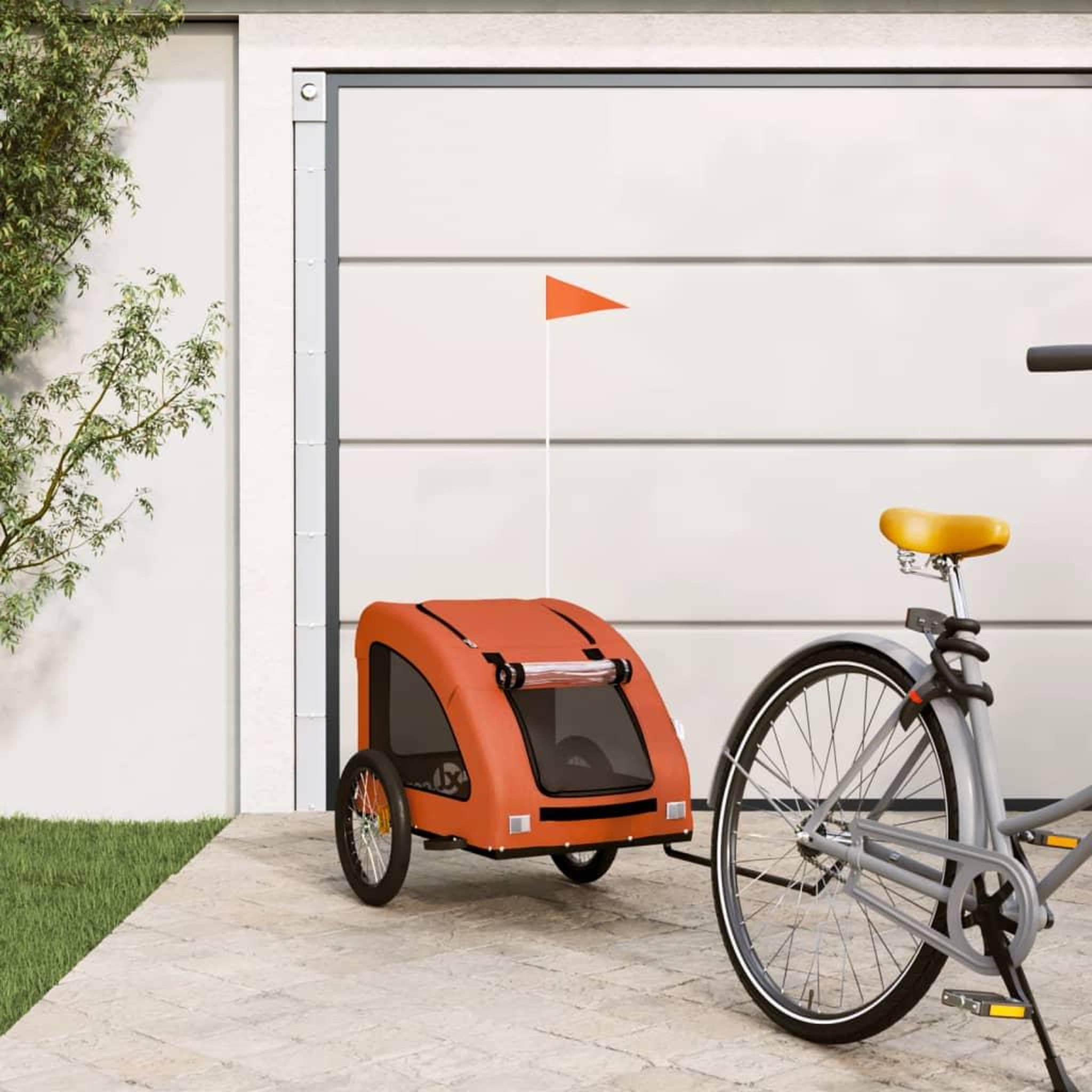 VIDAXL Remorque de velo pour animaux de compagnie orange